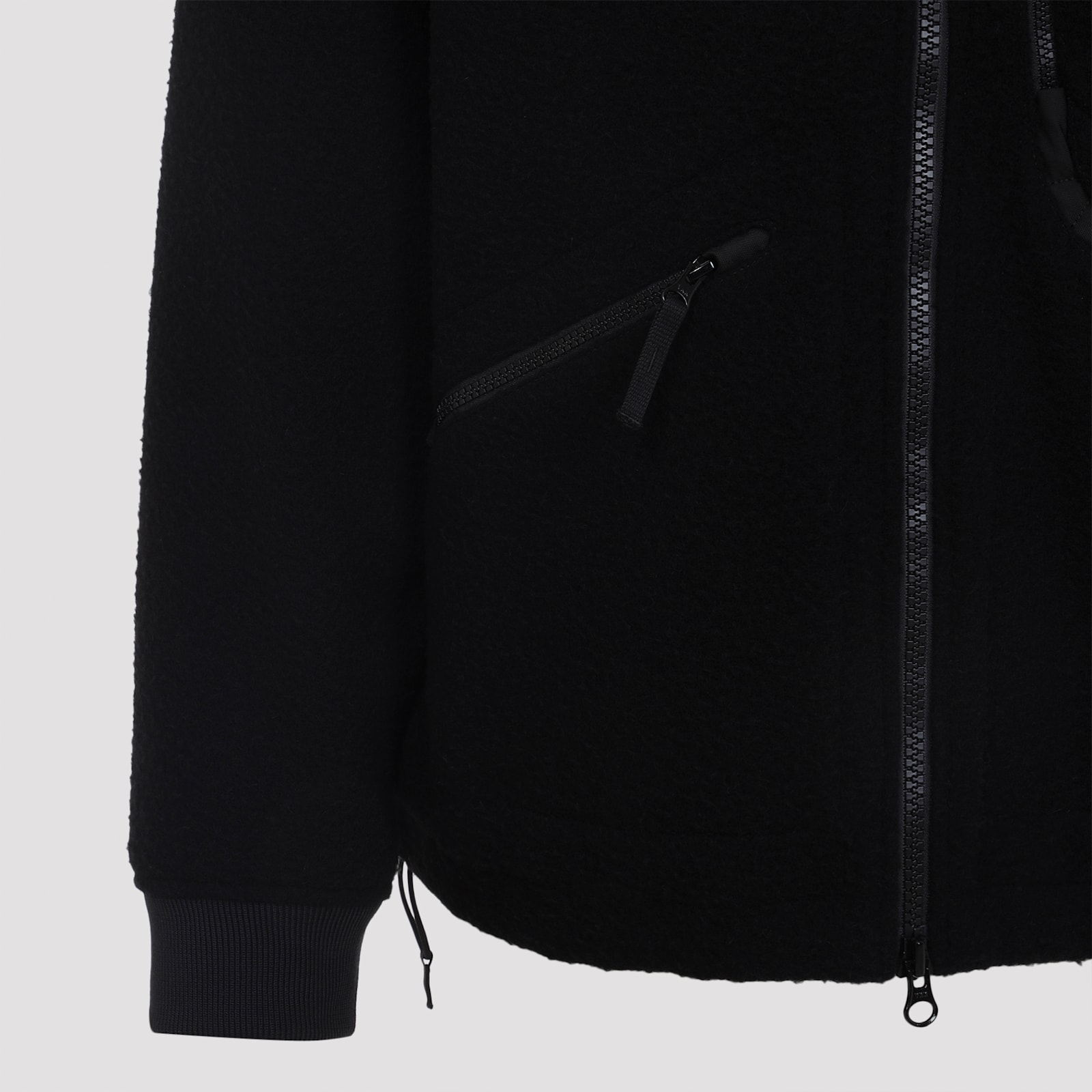 Stone Island Textured Wool Blend Jacket With Hood In Black