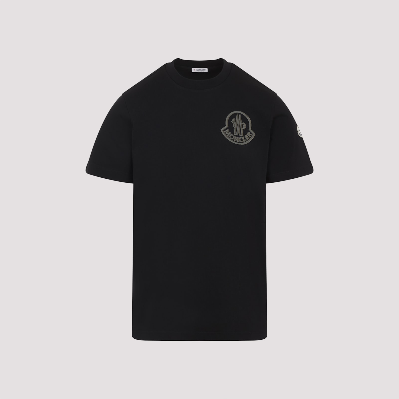 Moncler Logo Embroidered Crew Neck T-shirt Patch In Black