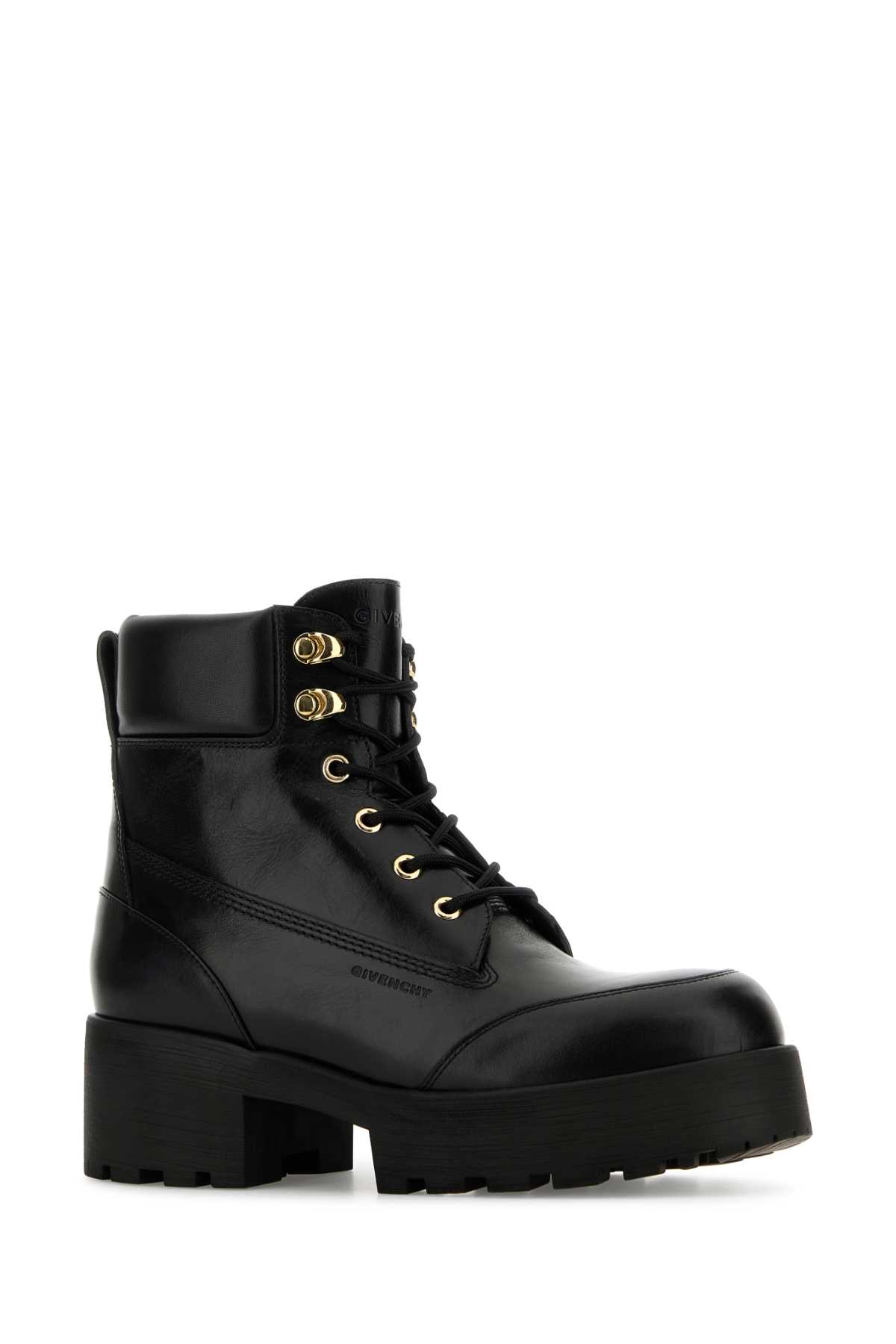 Shop Givenchy Black Leather Trekker Ankle Boots