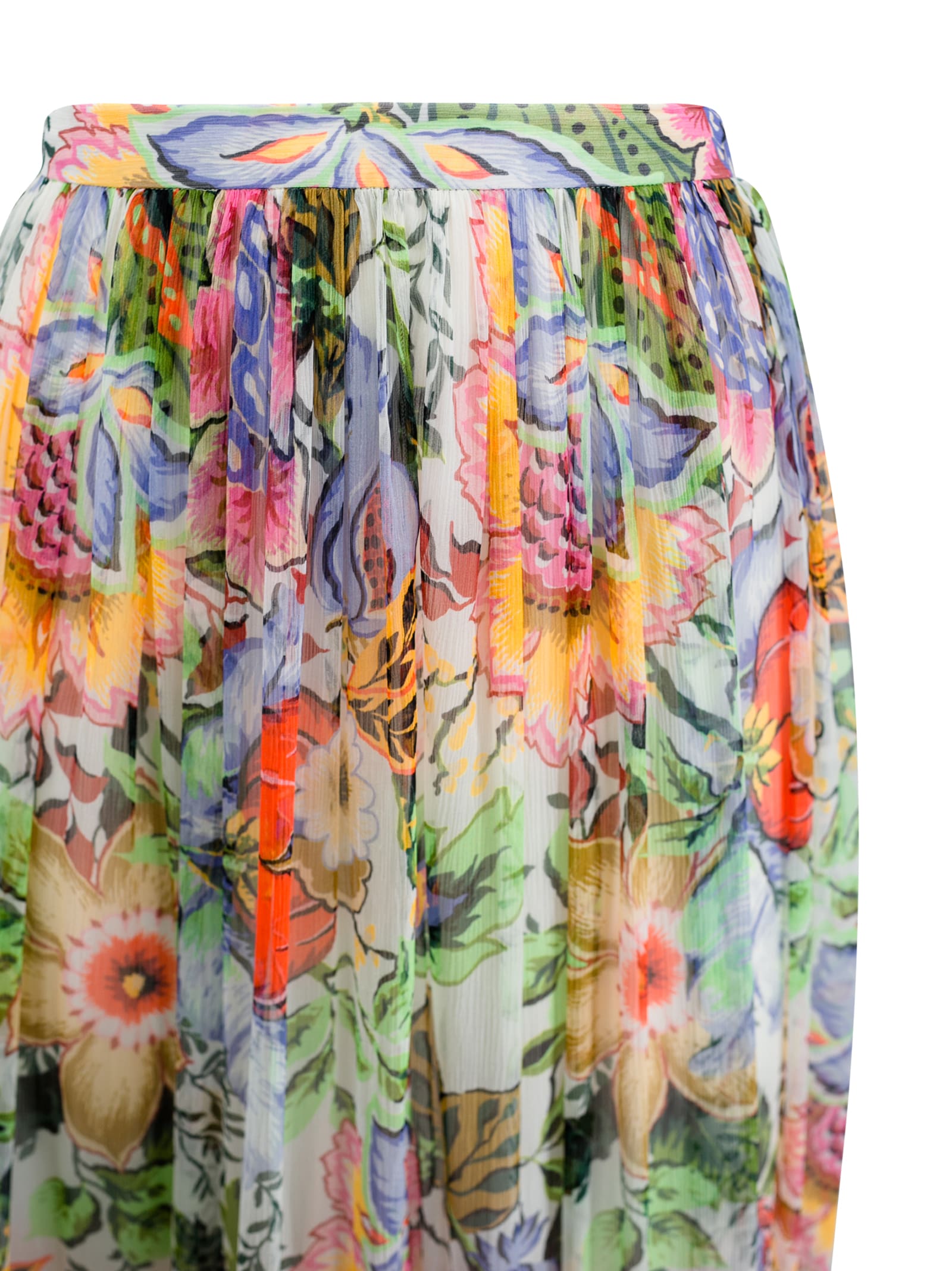Shop Etro Silk Maxi Skirt In Stampa Fondo Bianco