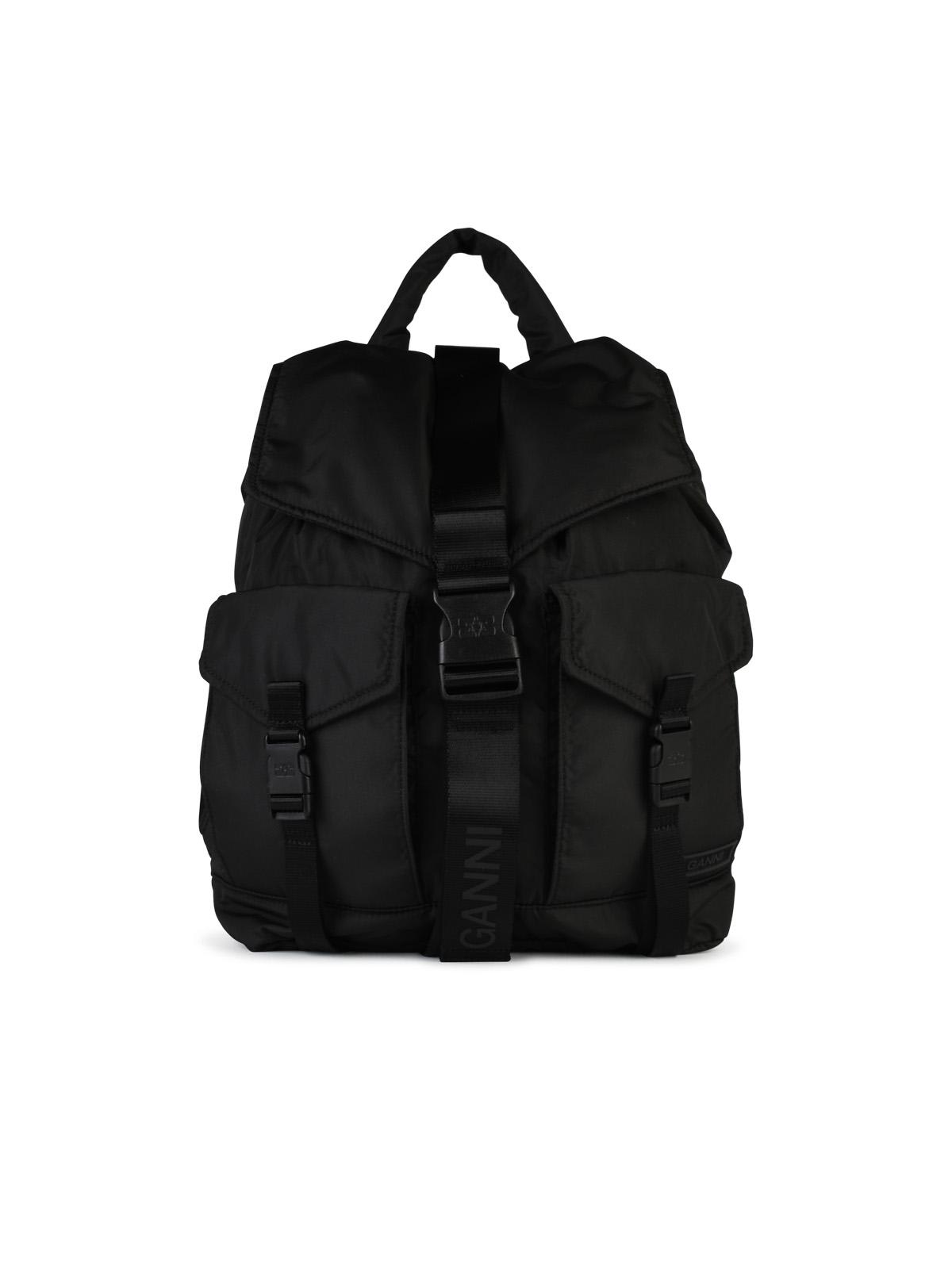 Ganni Black Recycled Polyester Backpack