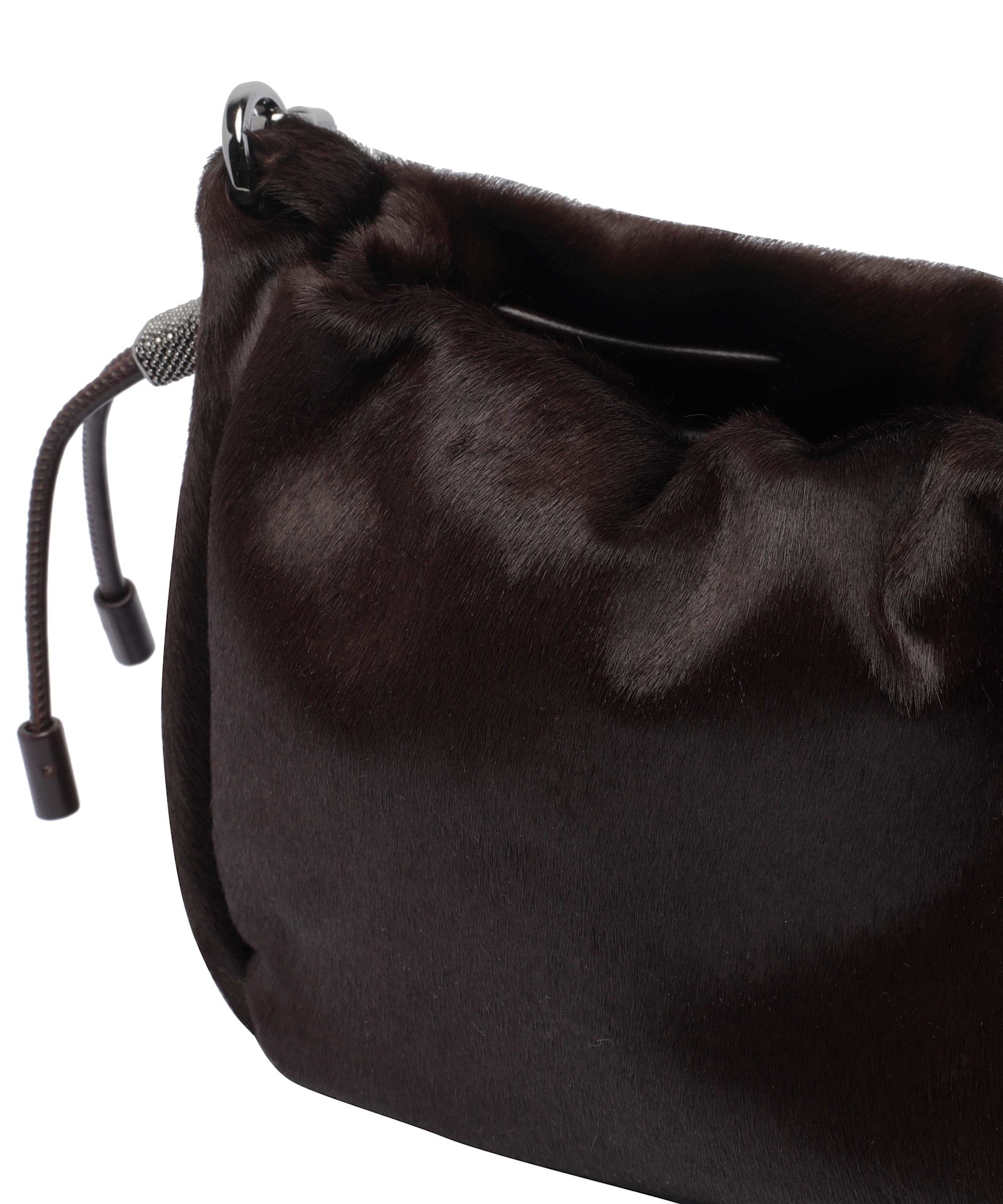 Brunello Cucinelli Calf Hair Mellow Bucket Bag In Brown