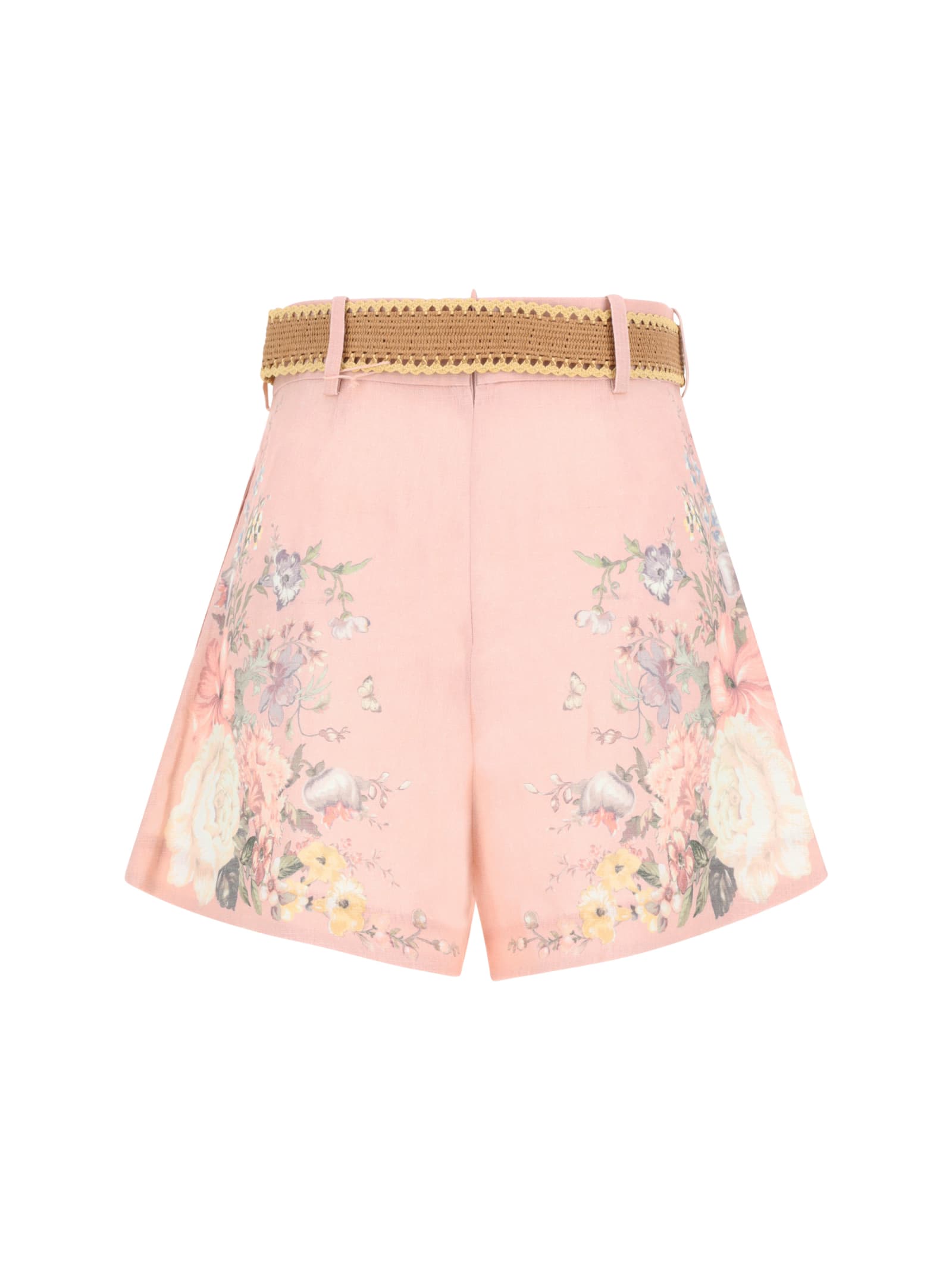 Shop Zimmermann Waverly Tuck Shorts In Pink