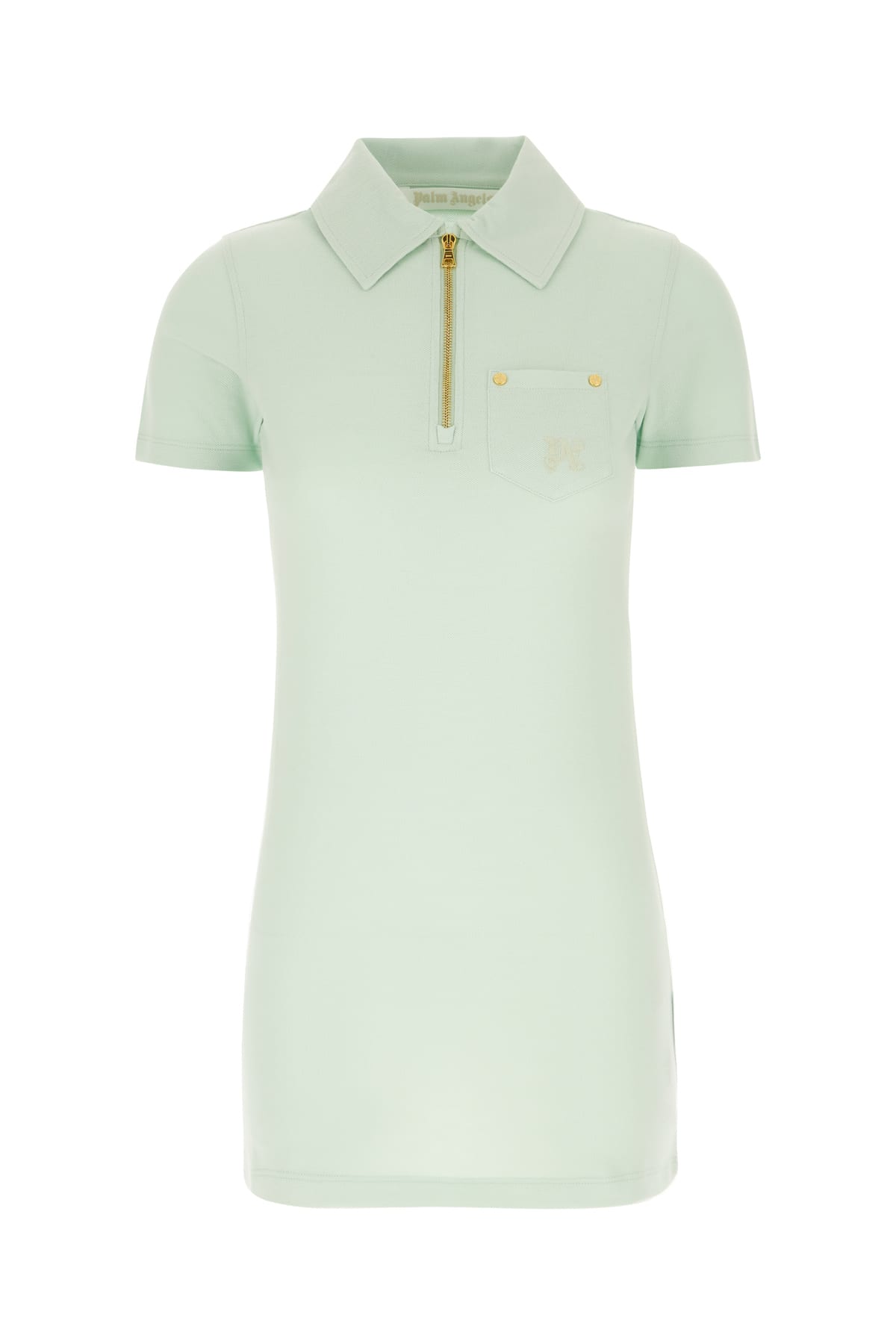 Palm Angels Mint Green Piquet Mini Polo Dress In 5151