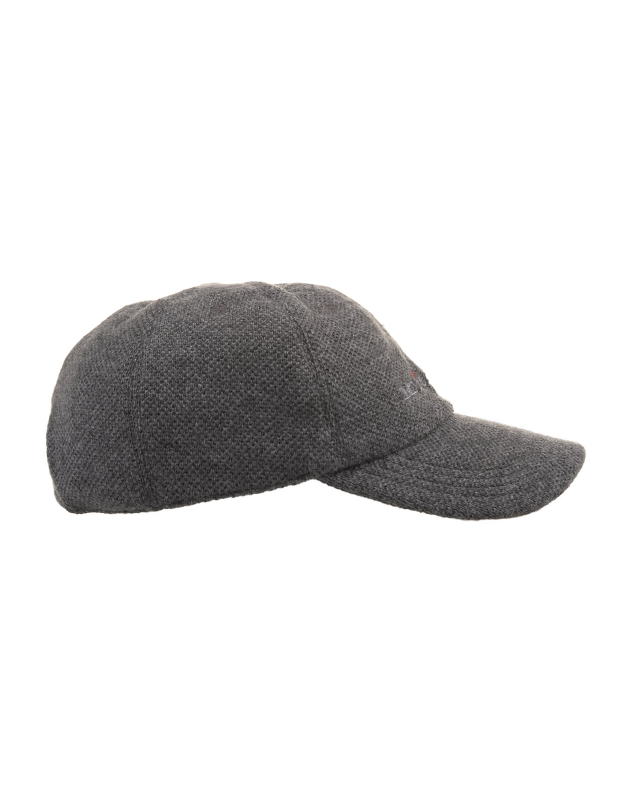 Shop Kiton Grey Cashmere Baseball Hat With Logo