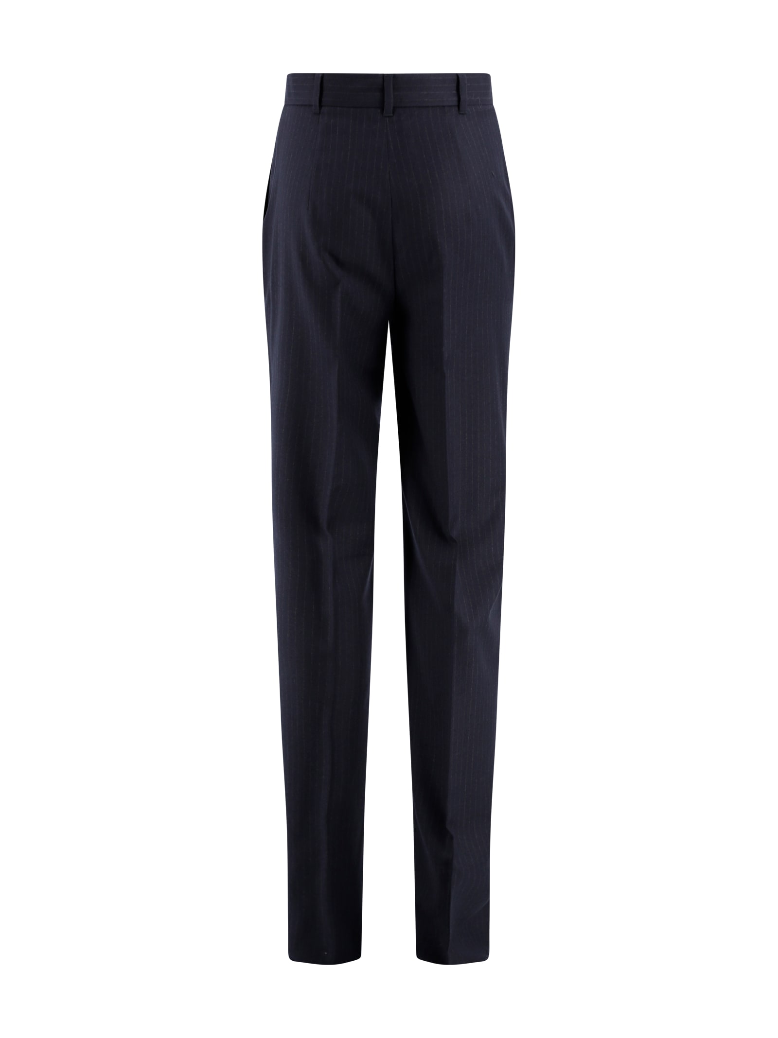 Max Mara Straight High Waisted Trousers In Blue