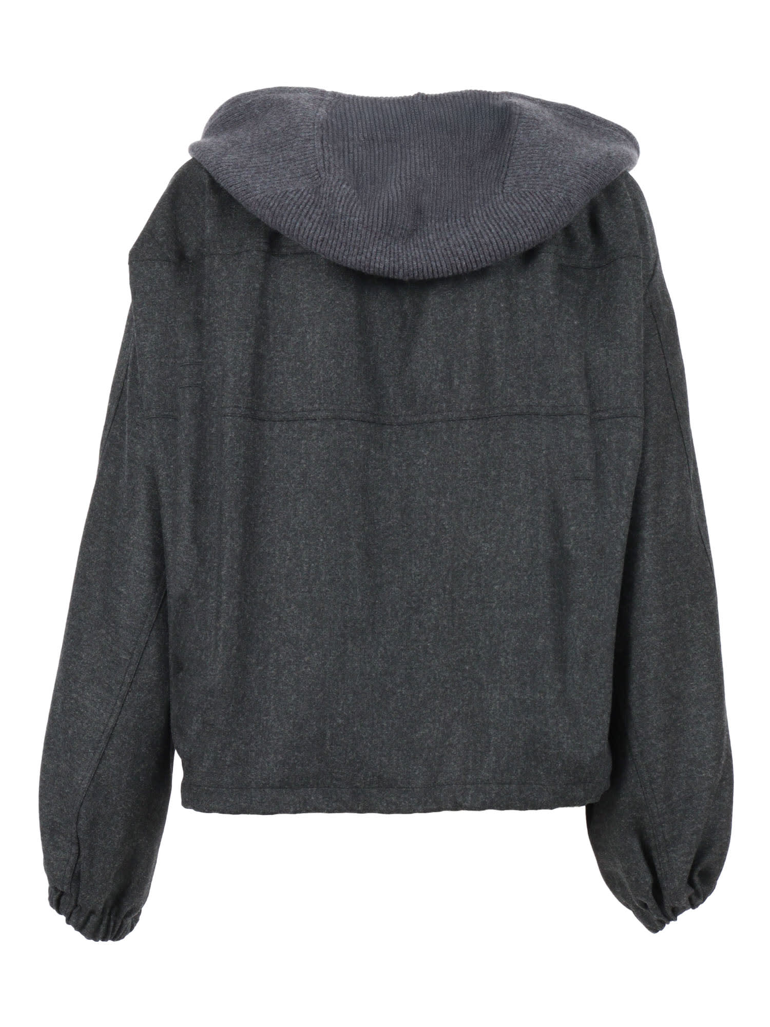 Fabiana Filippi Flannel Wide Bomber With Pepita Detail In Gray