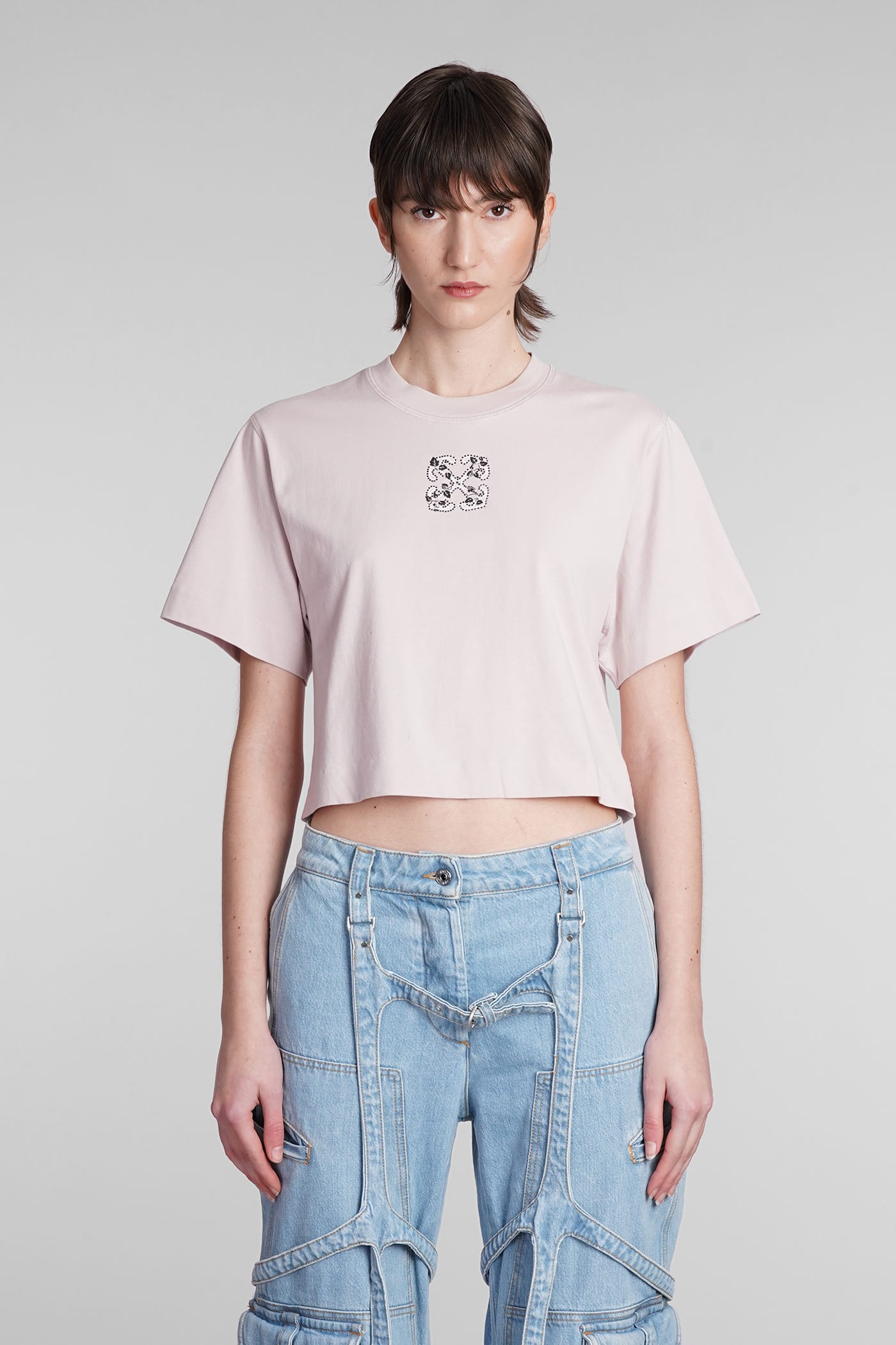 Off-white T-shirt In Rose-pink Cotton
