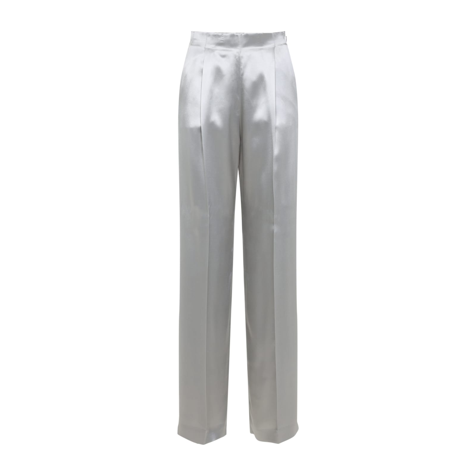 Alberta Ferretti High-waisted Silver Trousers With Tailored Fit In Gray