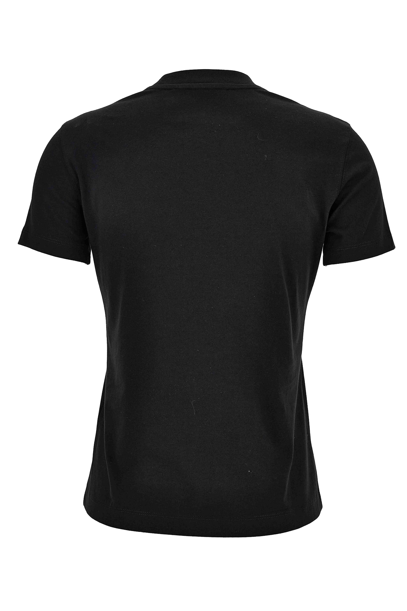 Versace Jeans Couture Black T-shirt With Baroque Insert And Logo In Black