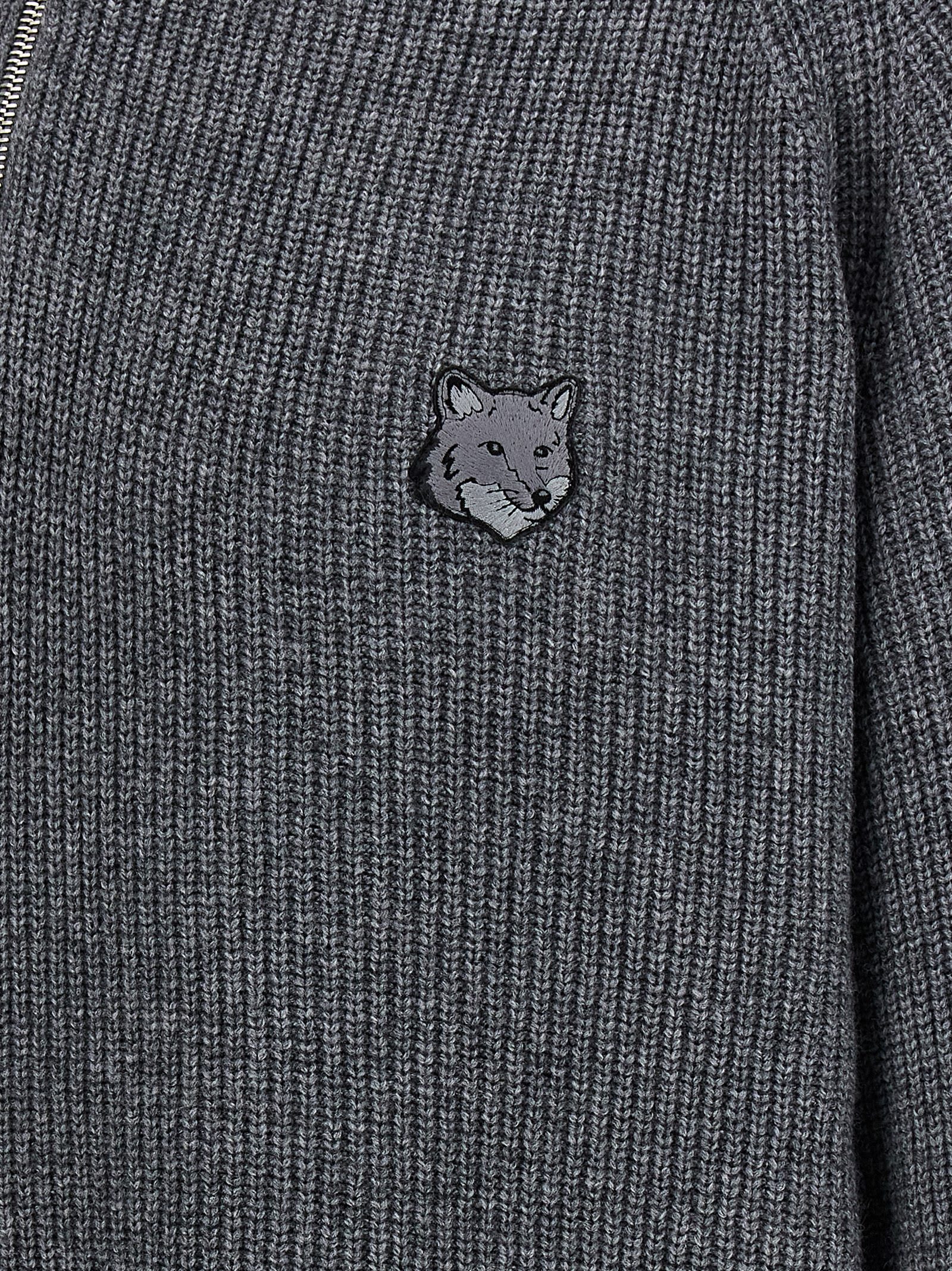 Shop Maison Kitsuné Logo Half Zip Sweater In Gray