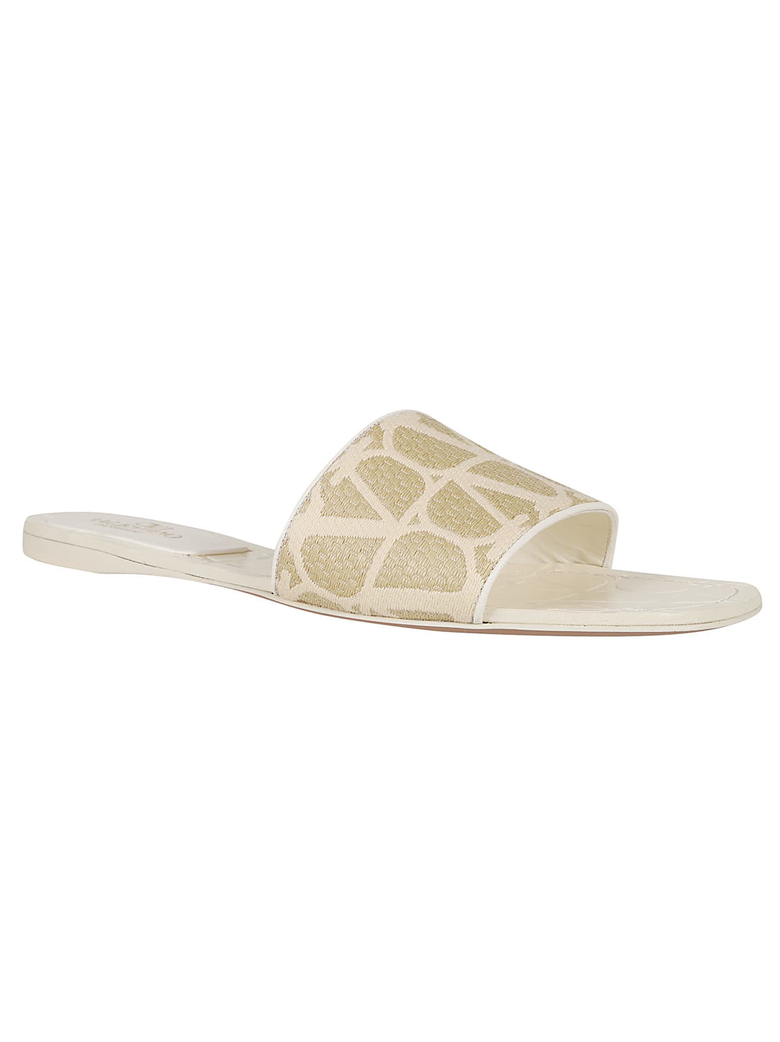 Shop Valentino Slide Toile Iconographe T. 05 In Naturale Ivory