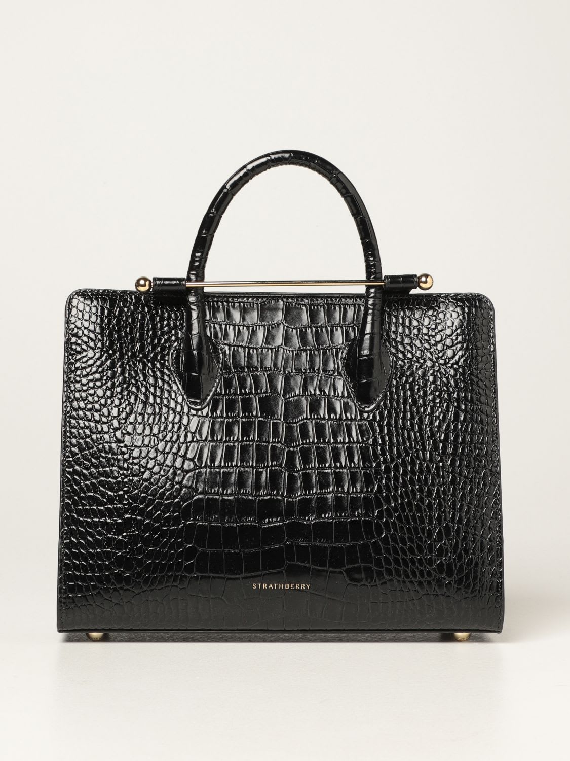 Strathberry Handbag Strathberry Midi Tote Bag In Crocodile Print Leather