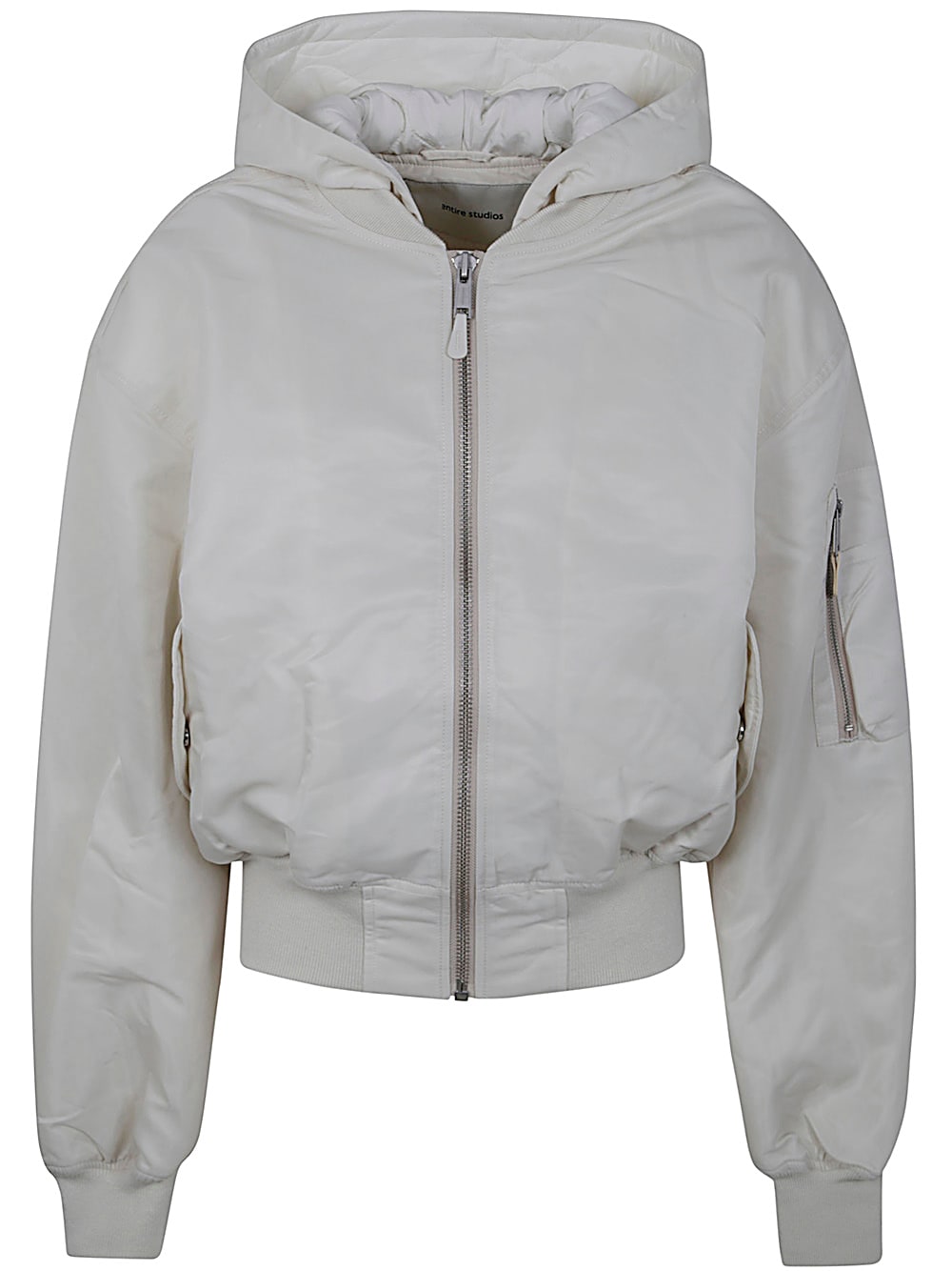 Shop Entire Studios Hooded Broad Bomber In Ivory