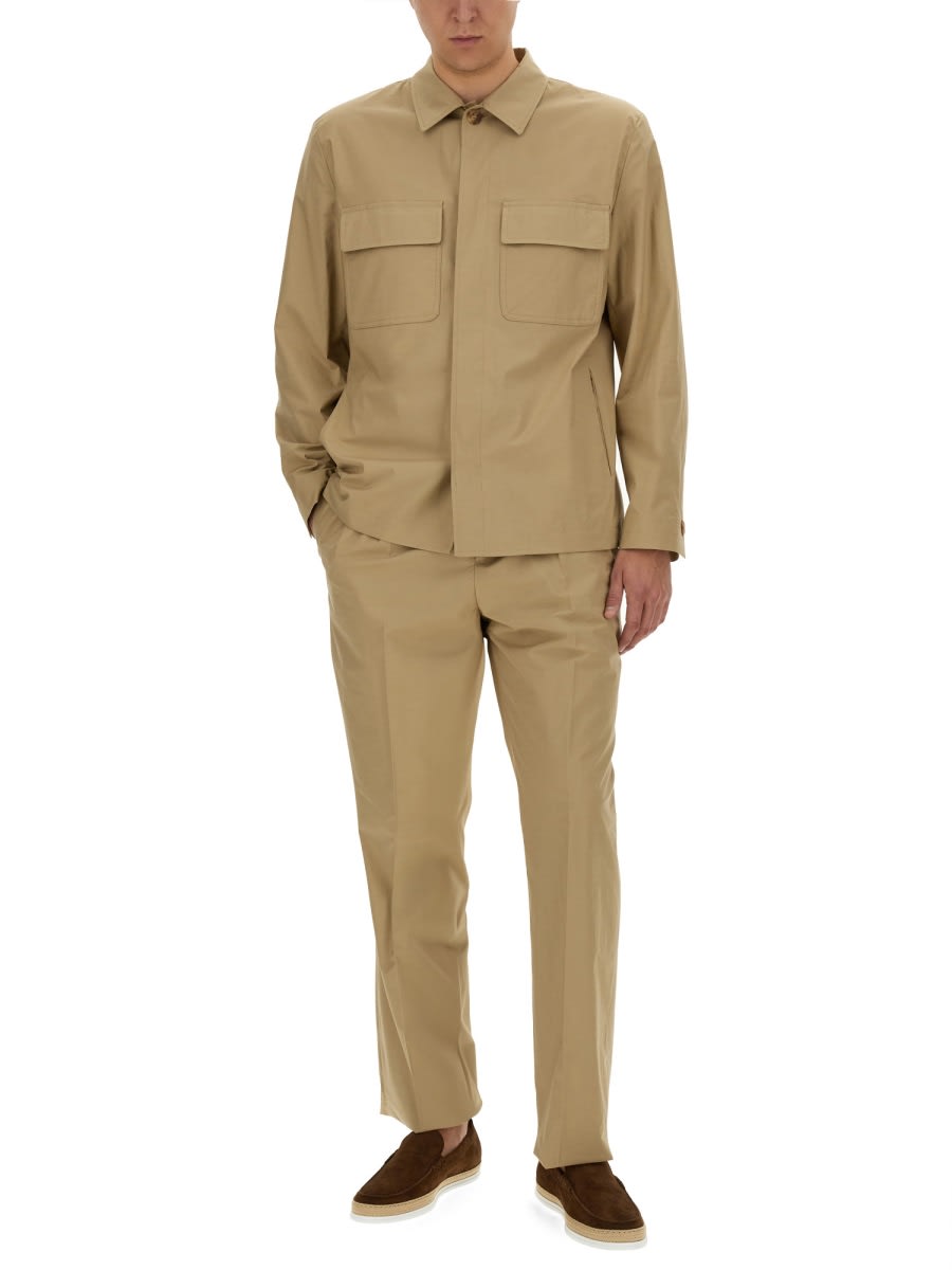 Shop Lardini Regular Fit Pants In Beige