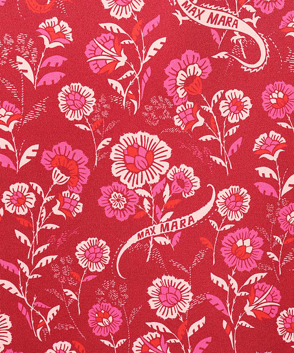 Max Mara Floral-print Crew-neck T-shirt In Burgundy