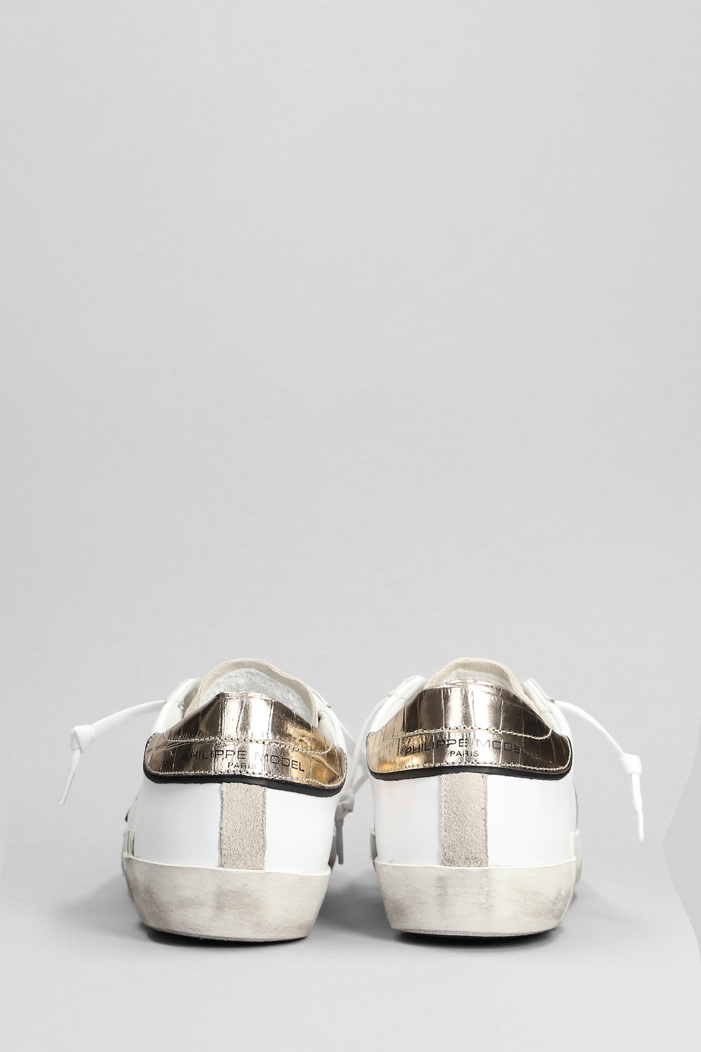 Shop Philippe Model Prsx Low Sneakers In White Suede And Leather