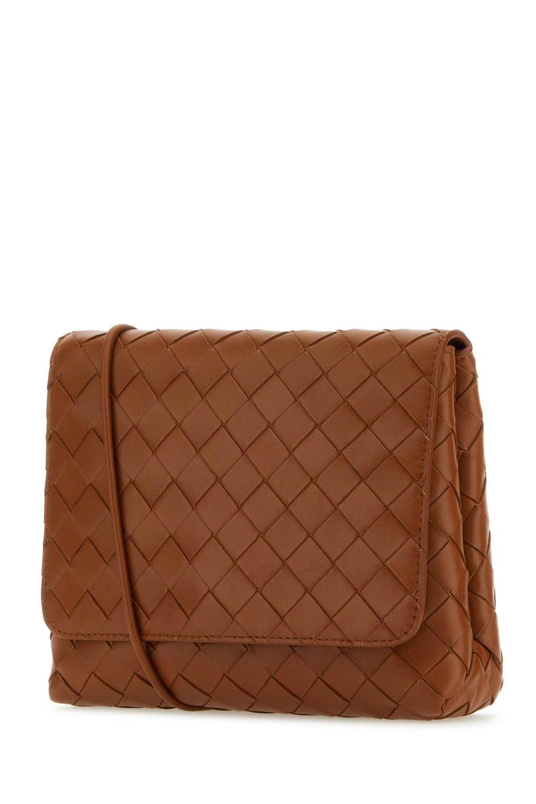 Shop Bottega Veneta Mini Intrecciato Crossbody Bag In Woodgold