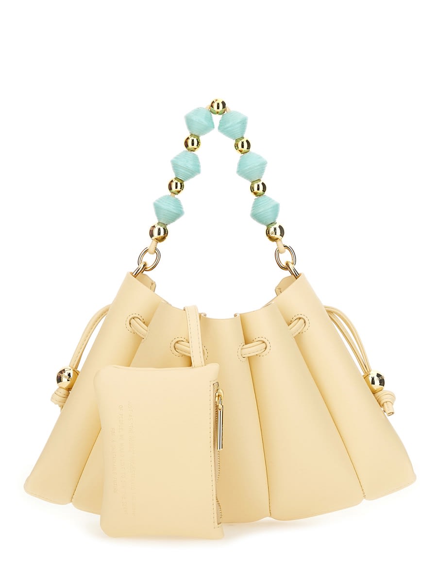 Themoirè Beaded Handle Pleated Design Bag