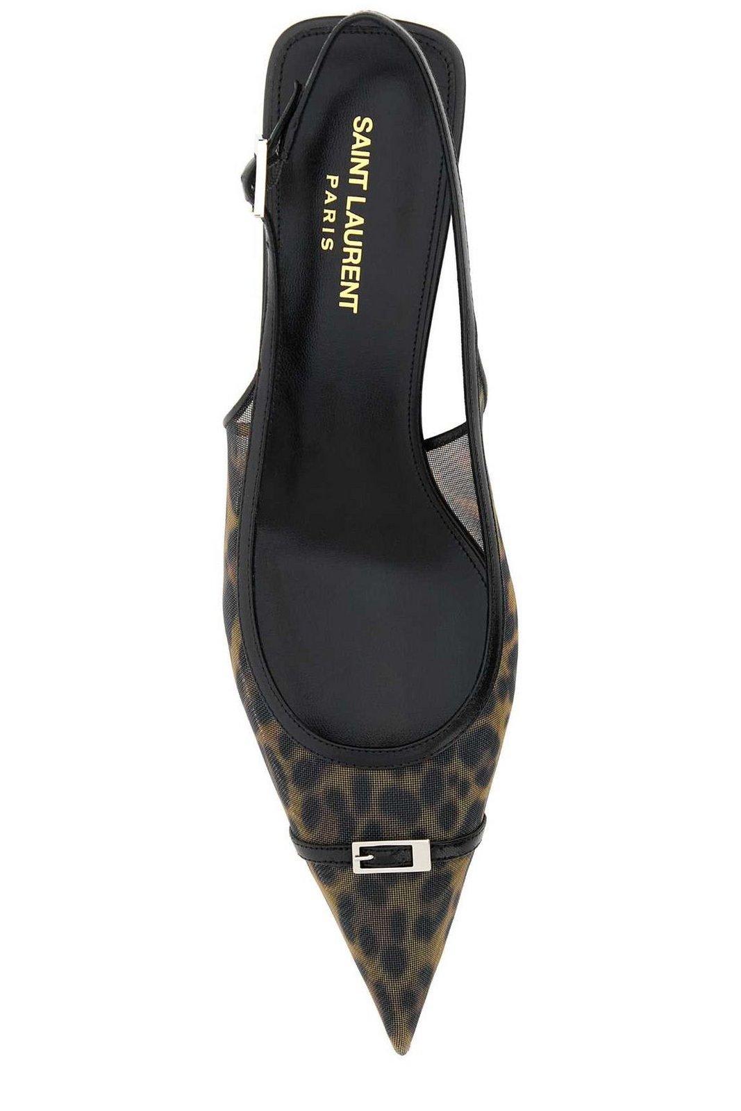 Shop Saint Laurent Pointed Toe Slingback Pumps