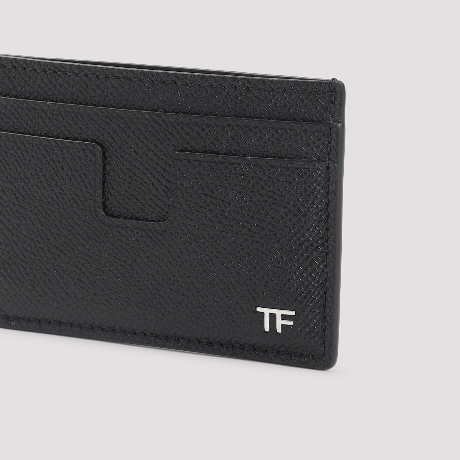 Tom Ford Black Calf Leather Card Holder In Black