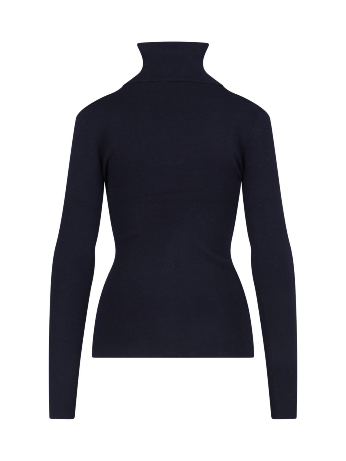 Shop Victoria Beckham Zip Turtleneck Sweater In Blue