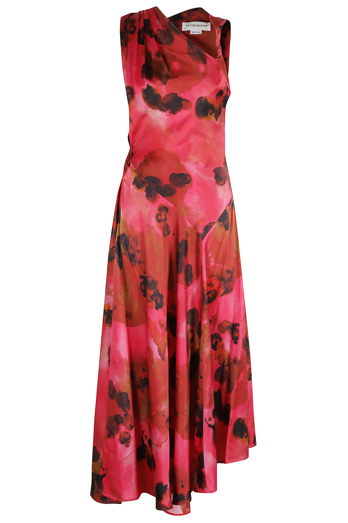 Victoria Beckham Womens Raspberry Draped Sleeveless Silk Midi Dress In Red