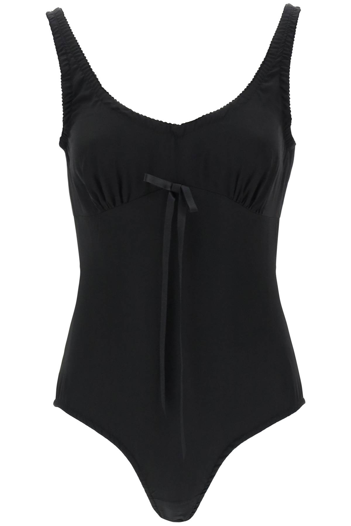 Silk Blend Bodysuit With Bow Detail