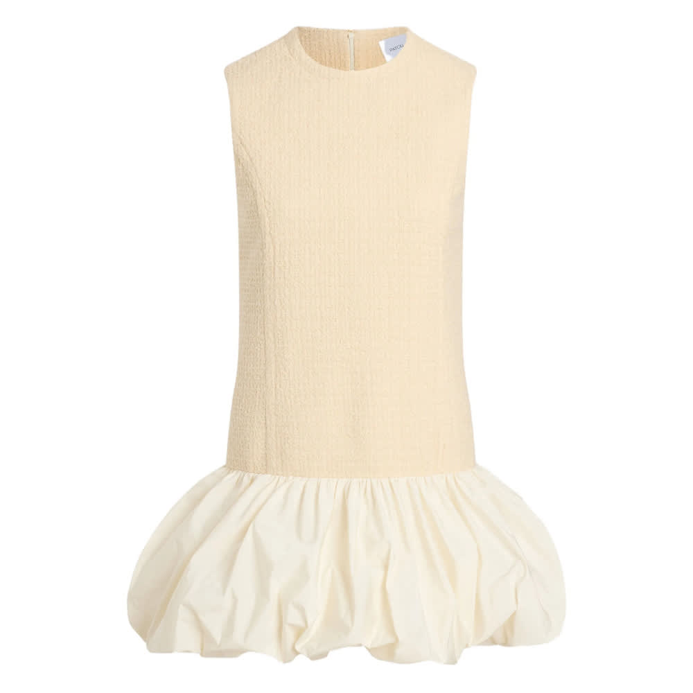 Patou Tweed And Faille Minidress In Neutral