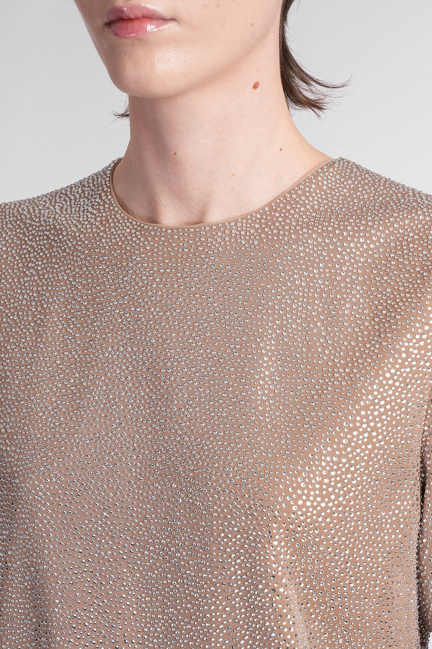 Giuseppe Di Morabito Crystal-embellished T-shirt In Beige