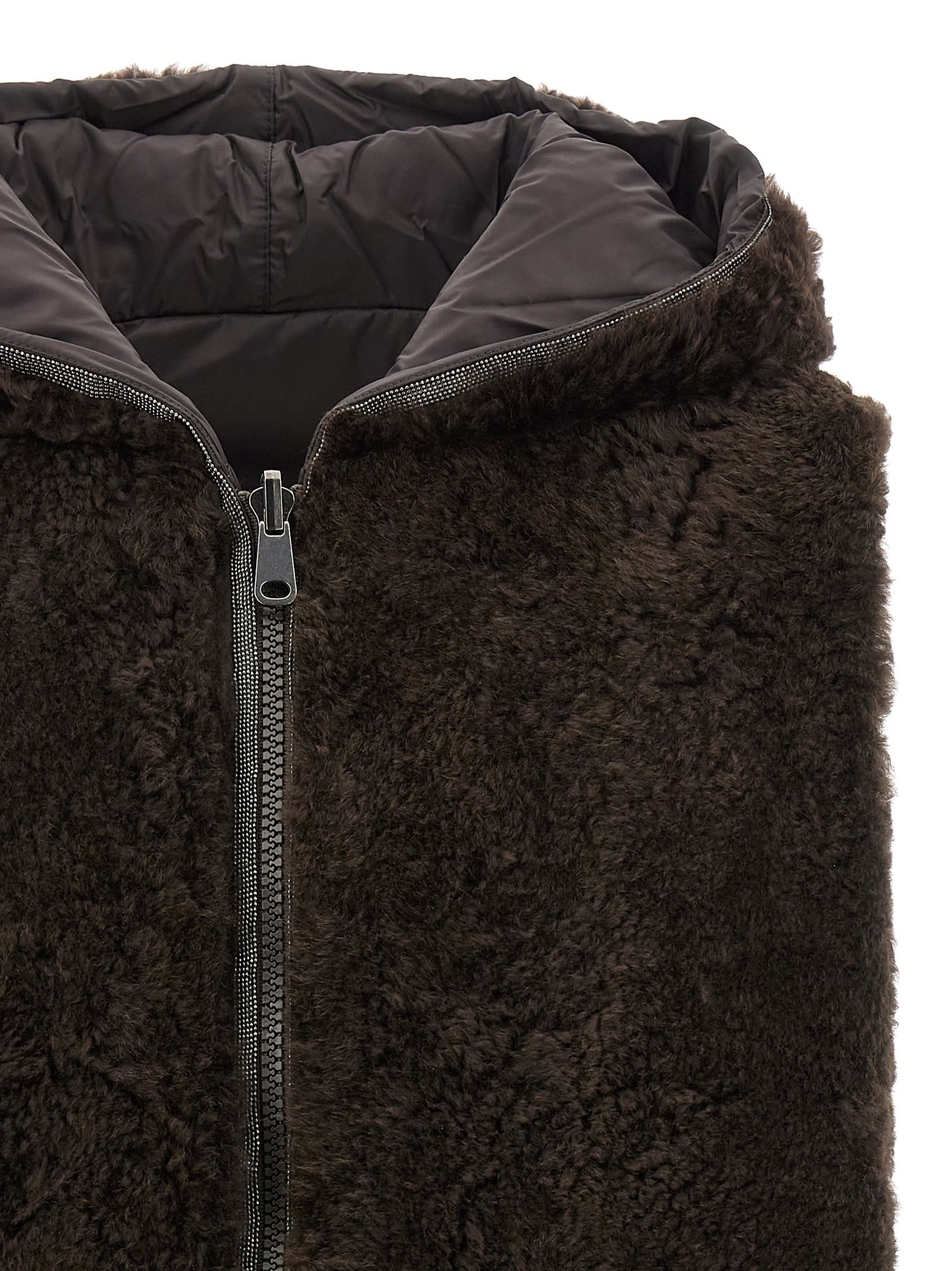 Brunello Cucinelli Monile Reversible Vest Gilet Brown In Brown
