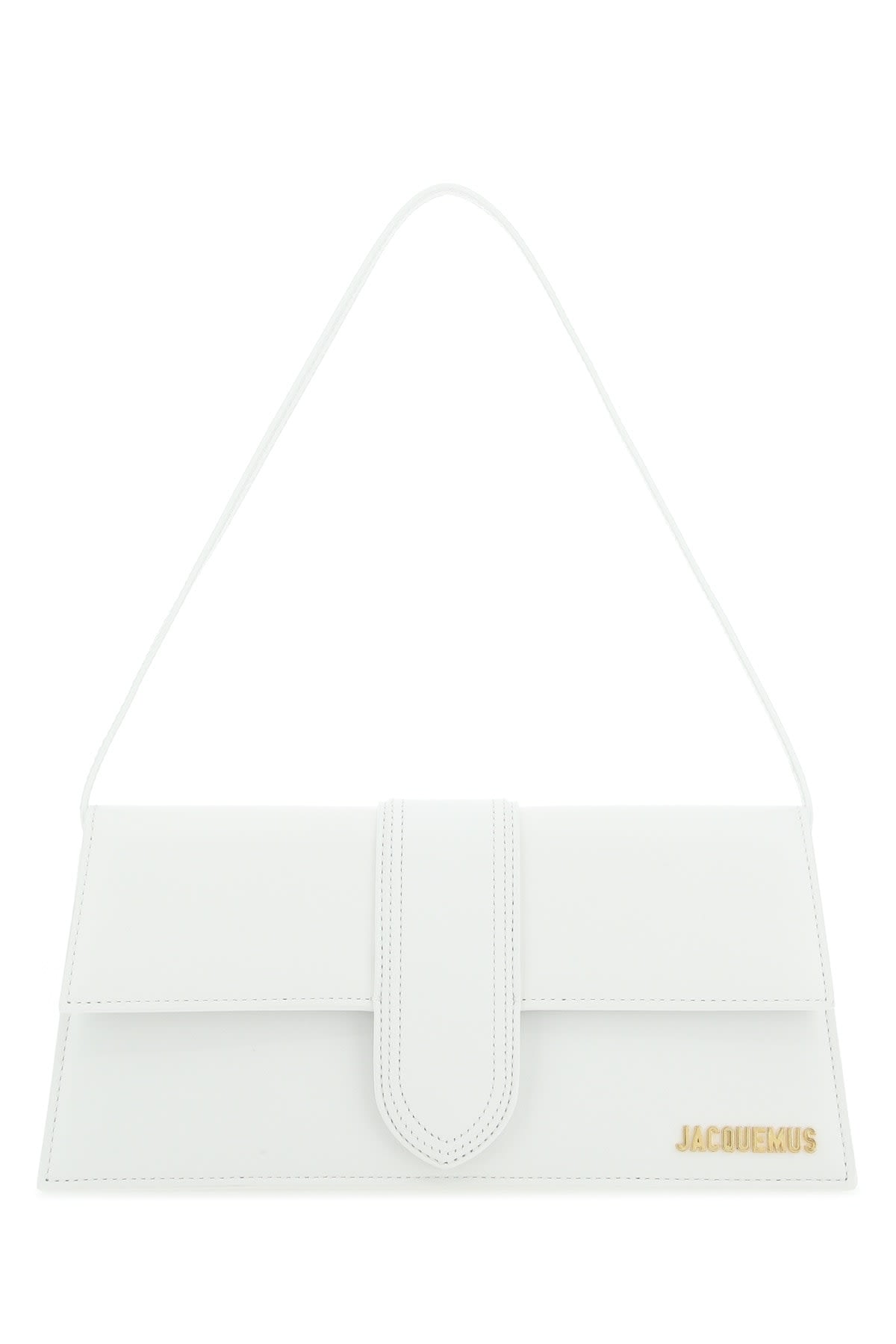 Shop Jacquemus White Leather Long Le Bambino Shoulder Bag In 100