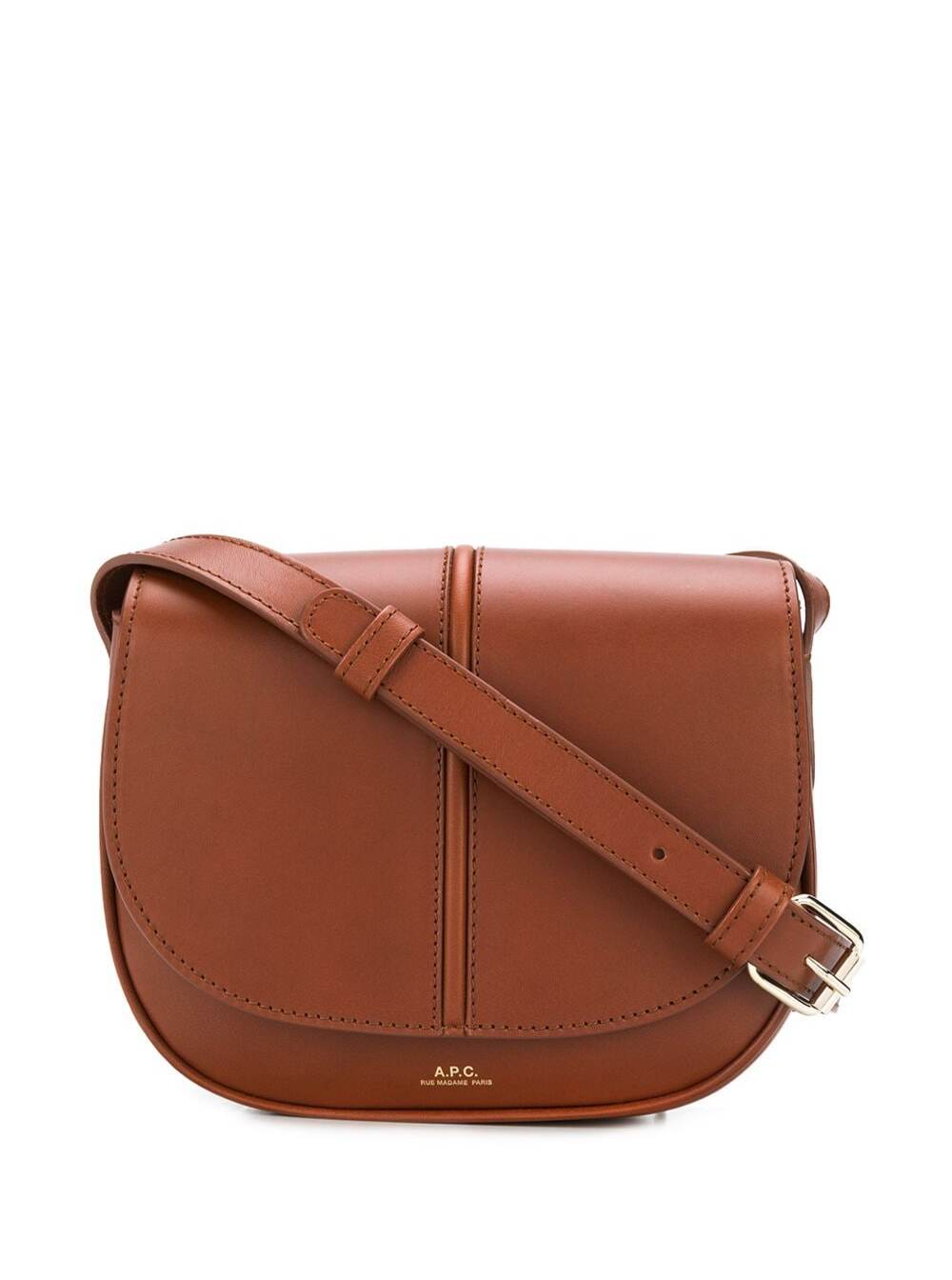 Shop Apc Betty Crossbody Bag In Brown Leather With Logo Woman In Beige