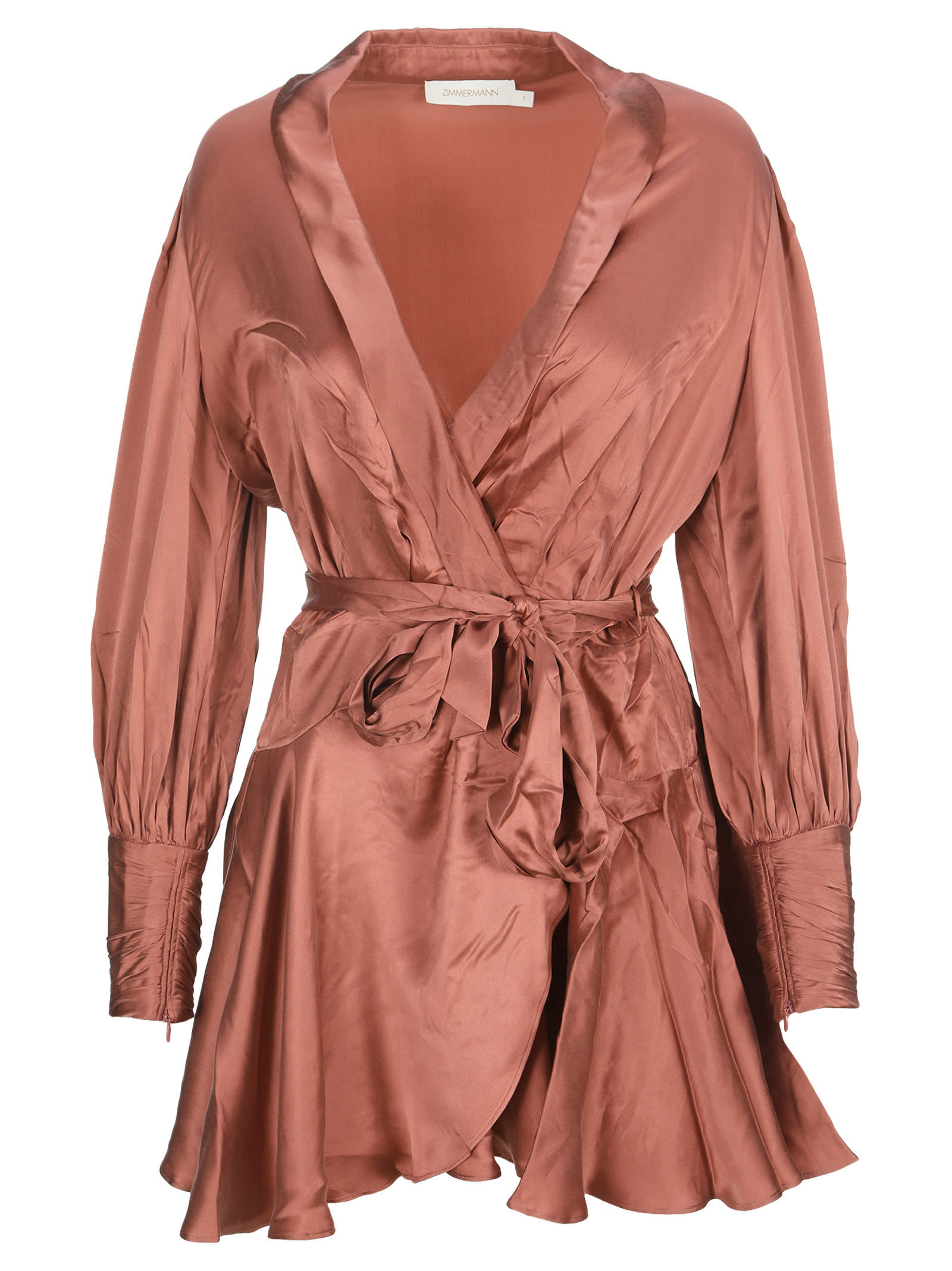 Zimmermann Silk Wrap Mini Dress In Rose