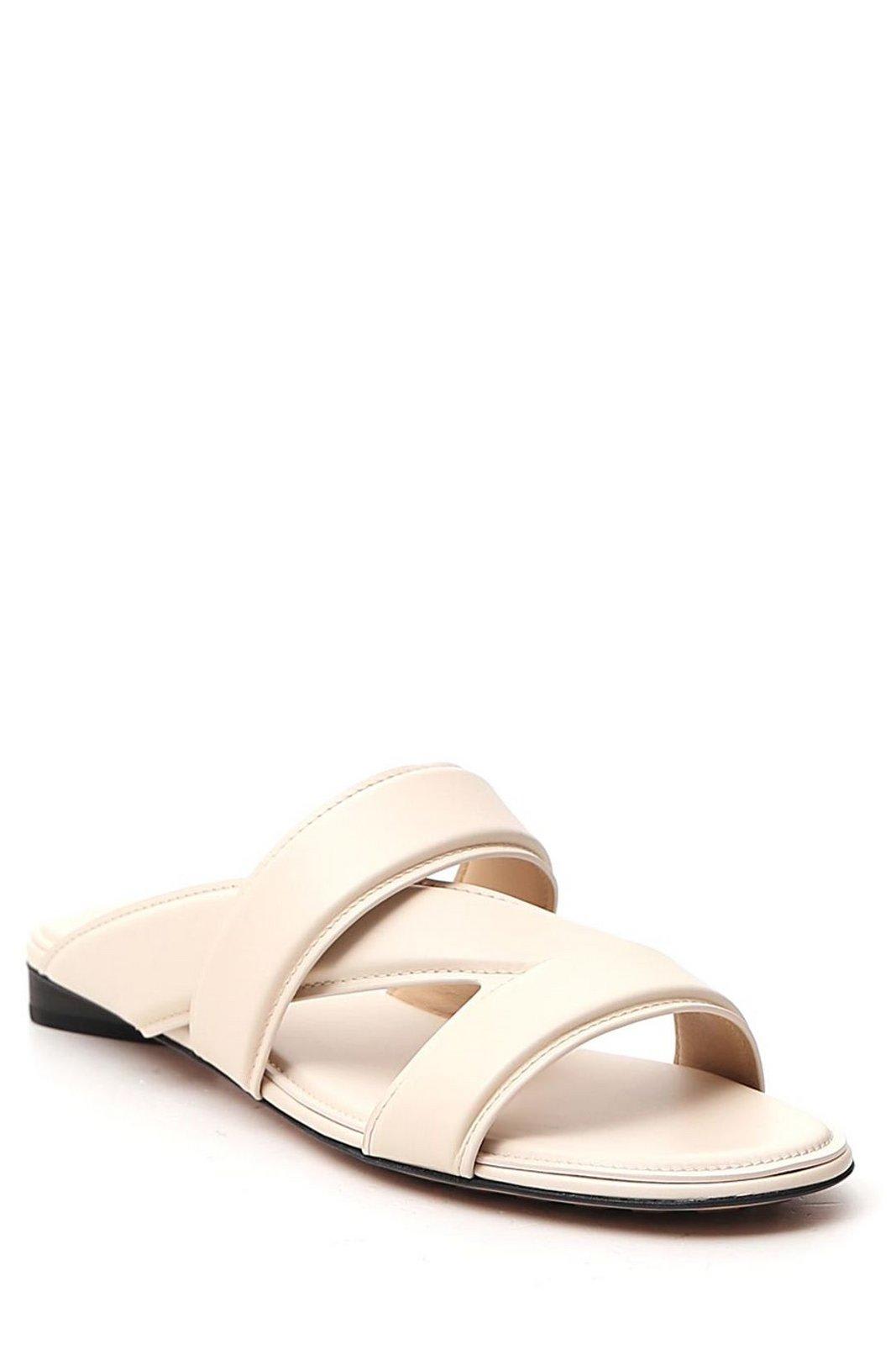 Shop Bottega Veneta The Band Flat Sandals In White