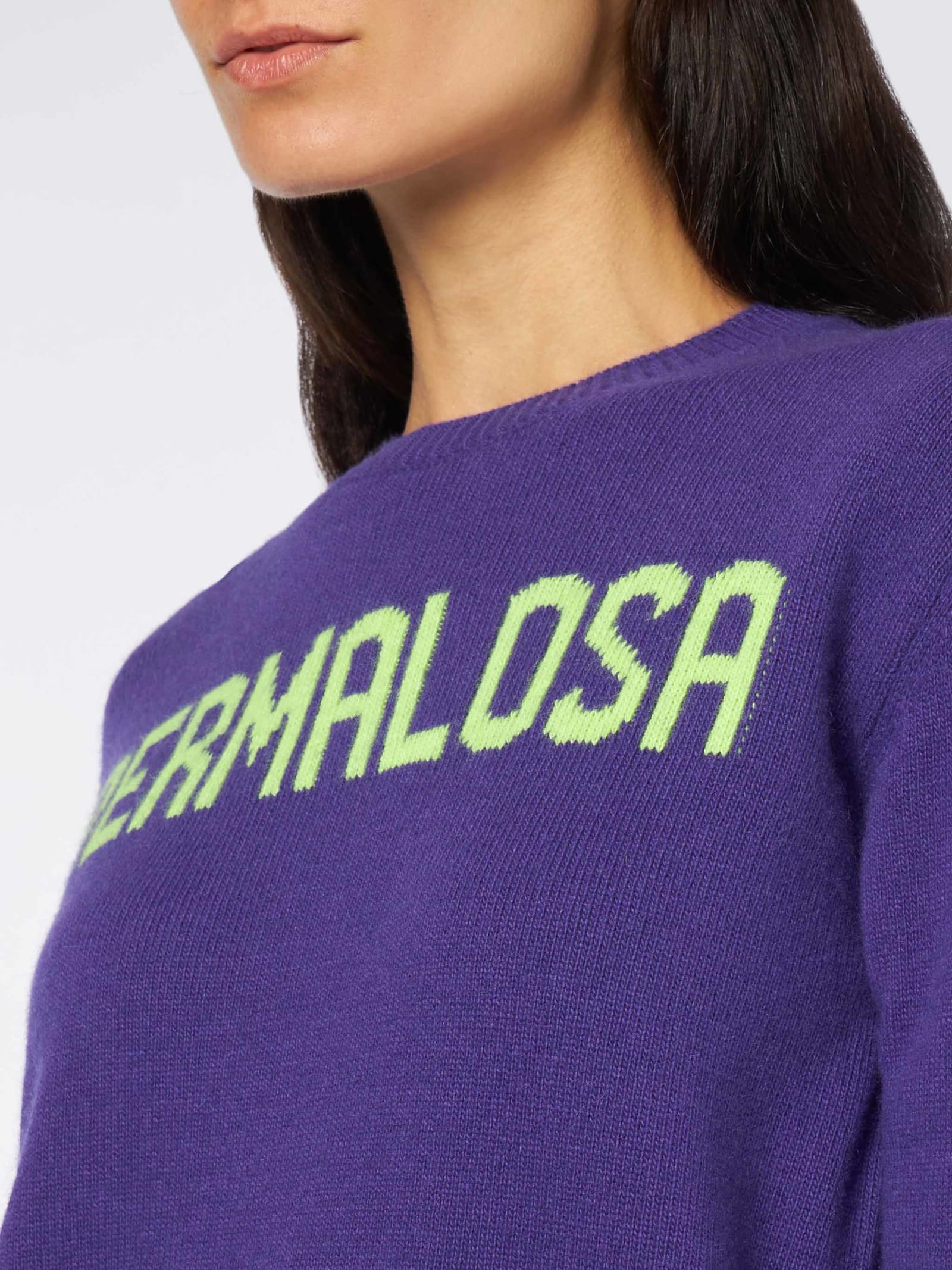 Mc2 Saint Barth Woman Crewneck Purple Sweater With Permalosa Print In Pink