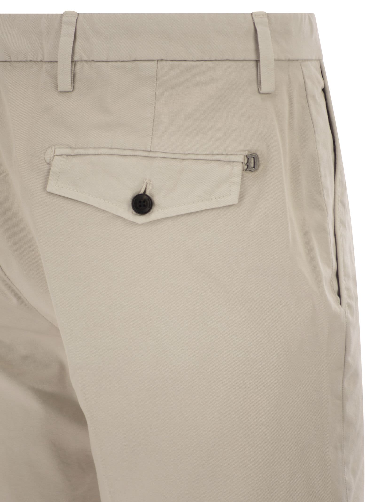 Dondup Manheim Cotton Gabardine Bermuda Shorts In Neutral
