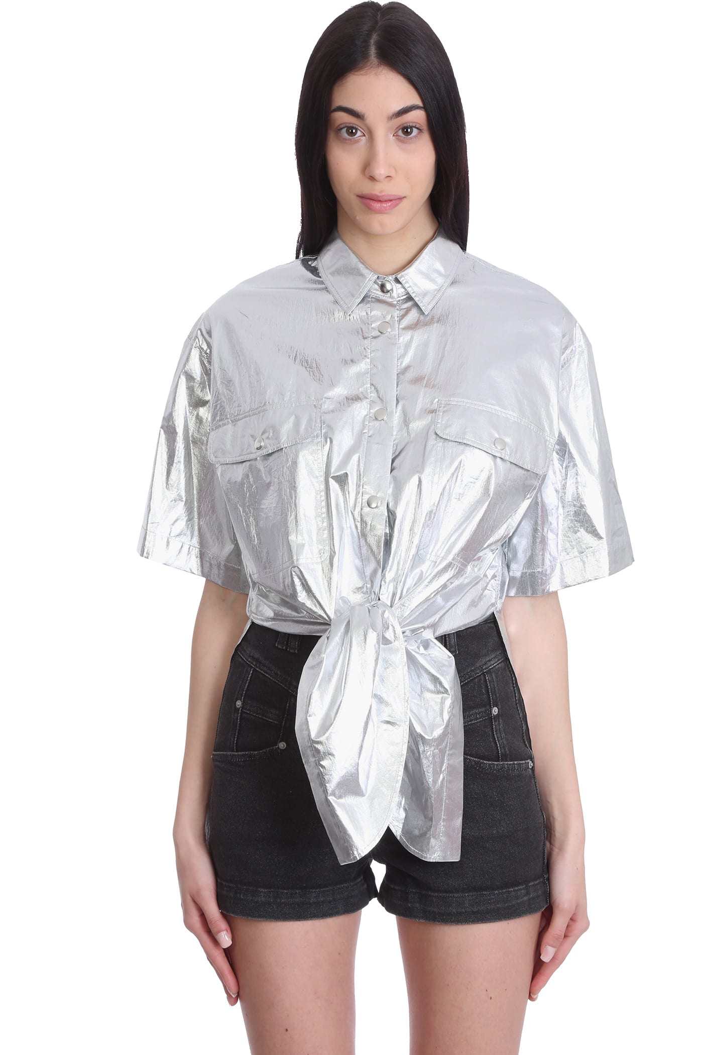 Isabel Marant Giliggy Shirt In Silver Synthetic Fibers