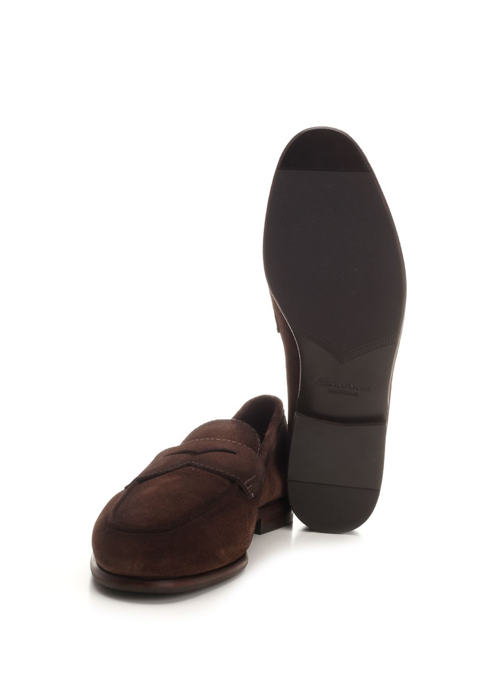 Shop Santoni Carlo Mens Brown Suede Moccasin