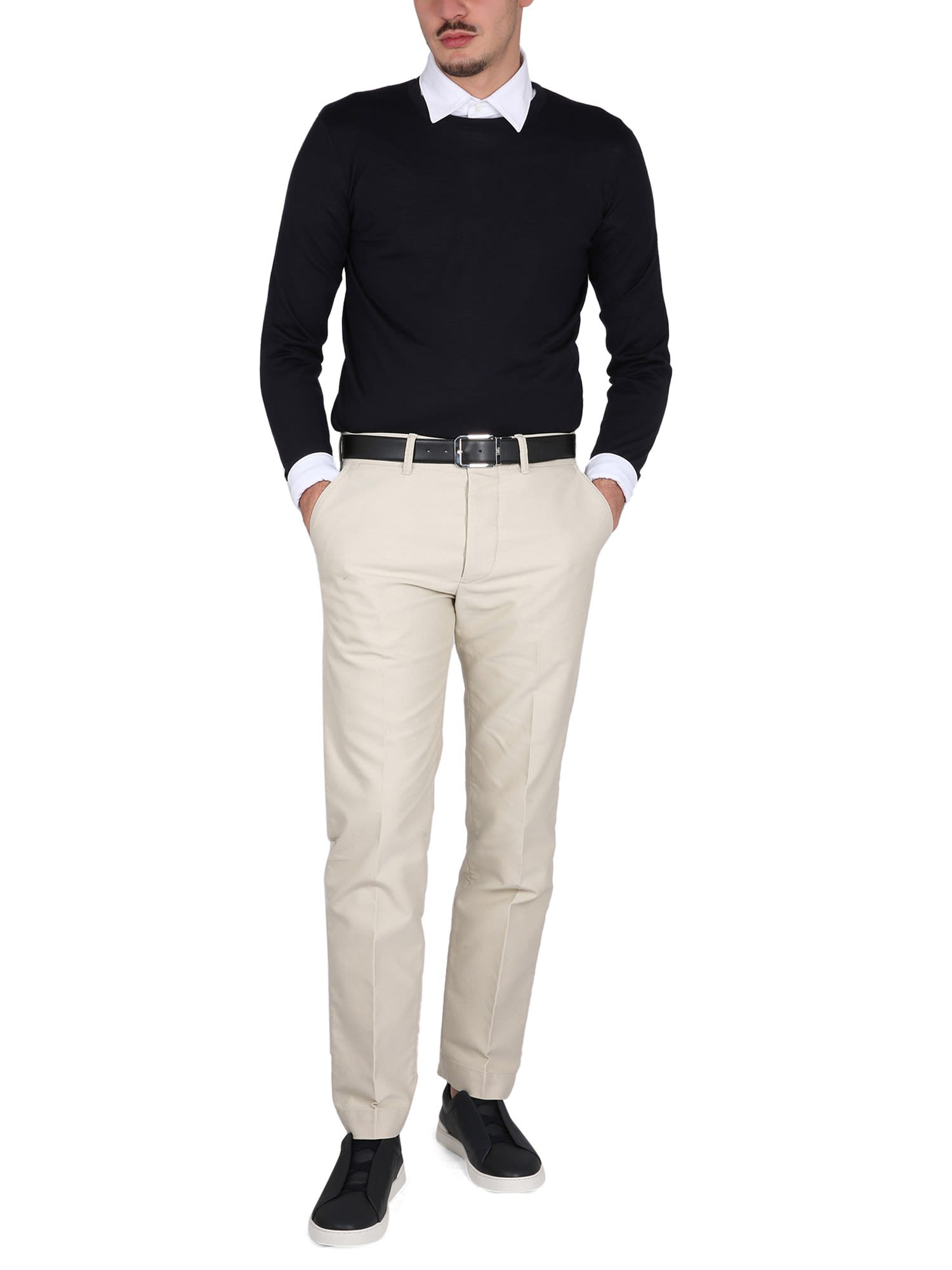 Zegna Cashmere And Silk Sweater In Blue