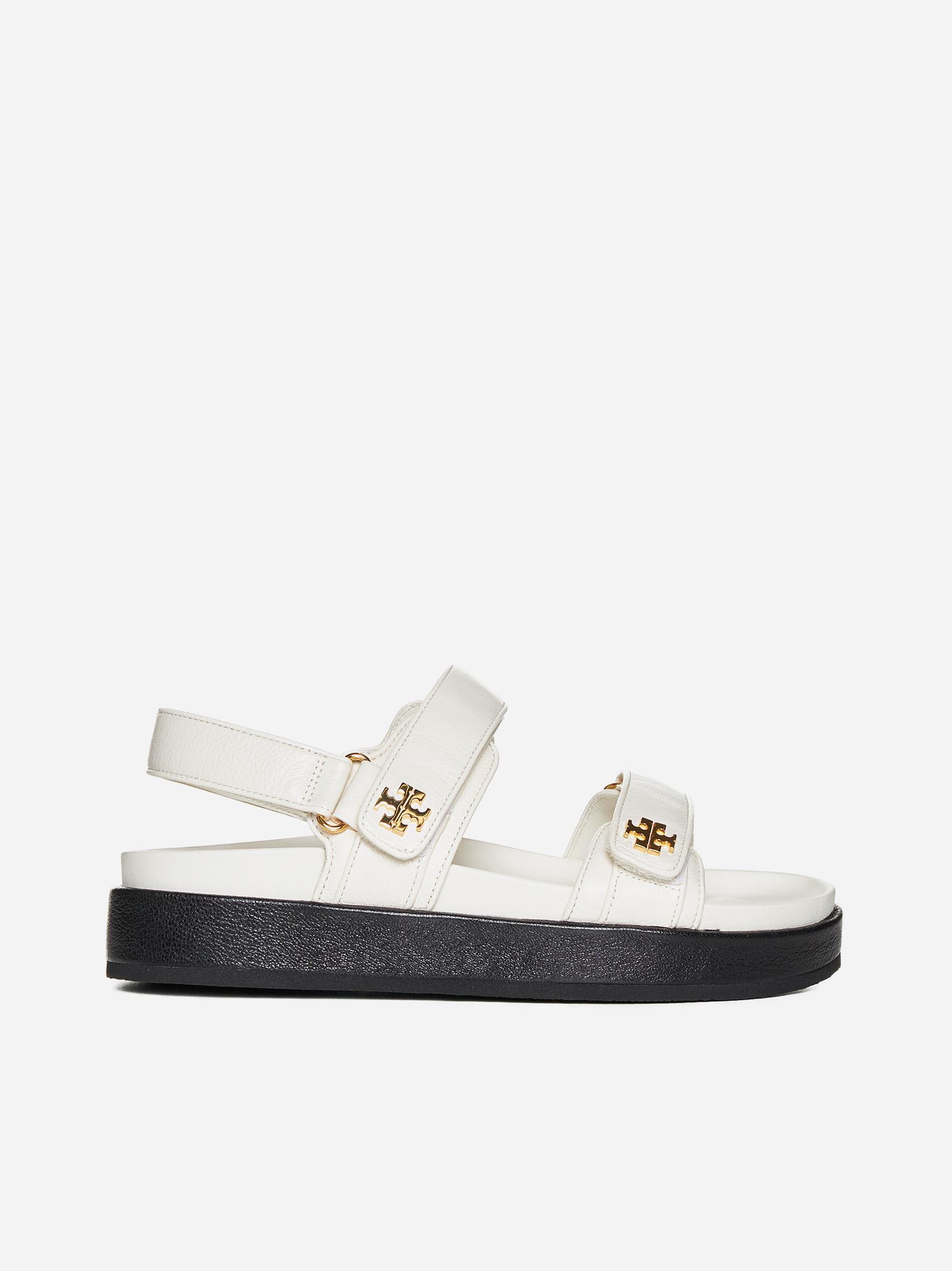 Shop Tory Burch Kira Leather Sandals In White