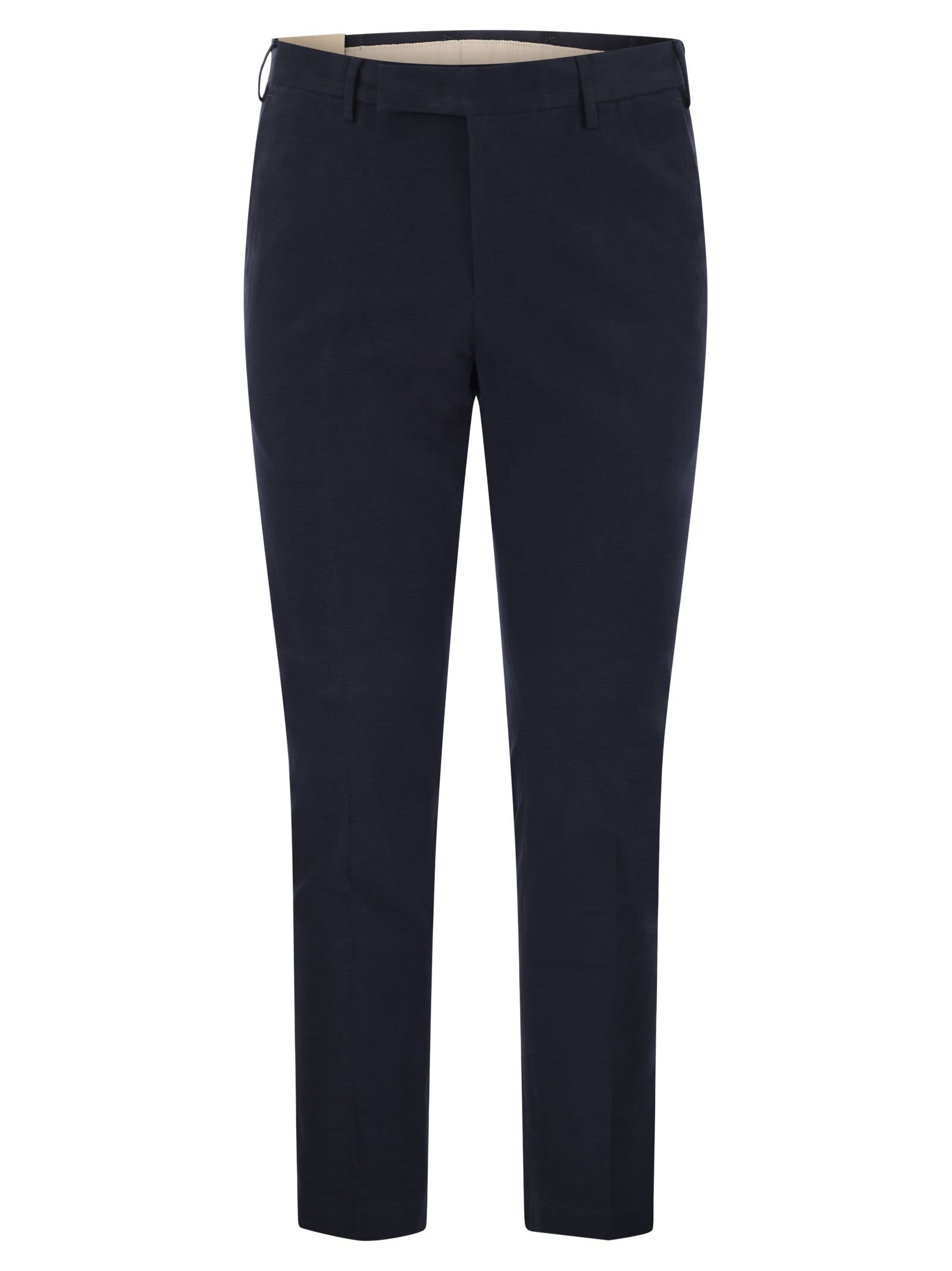 Pt Torino Navy Blue Virgin Wool Trousers In Blue