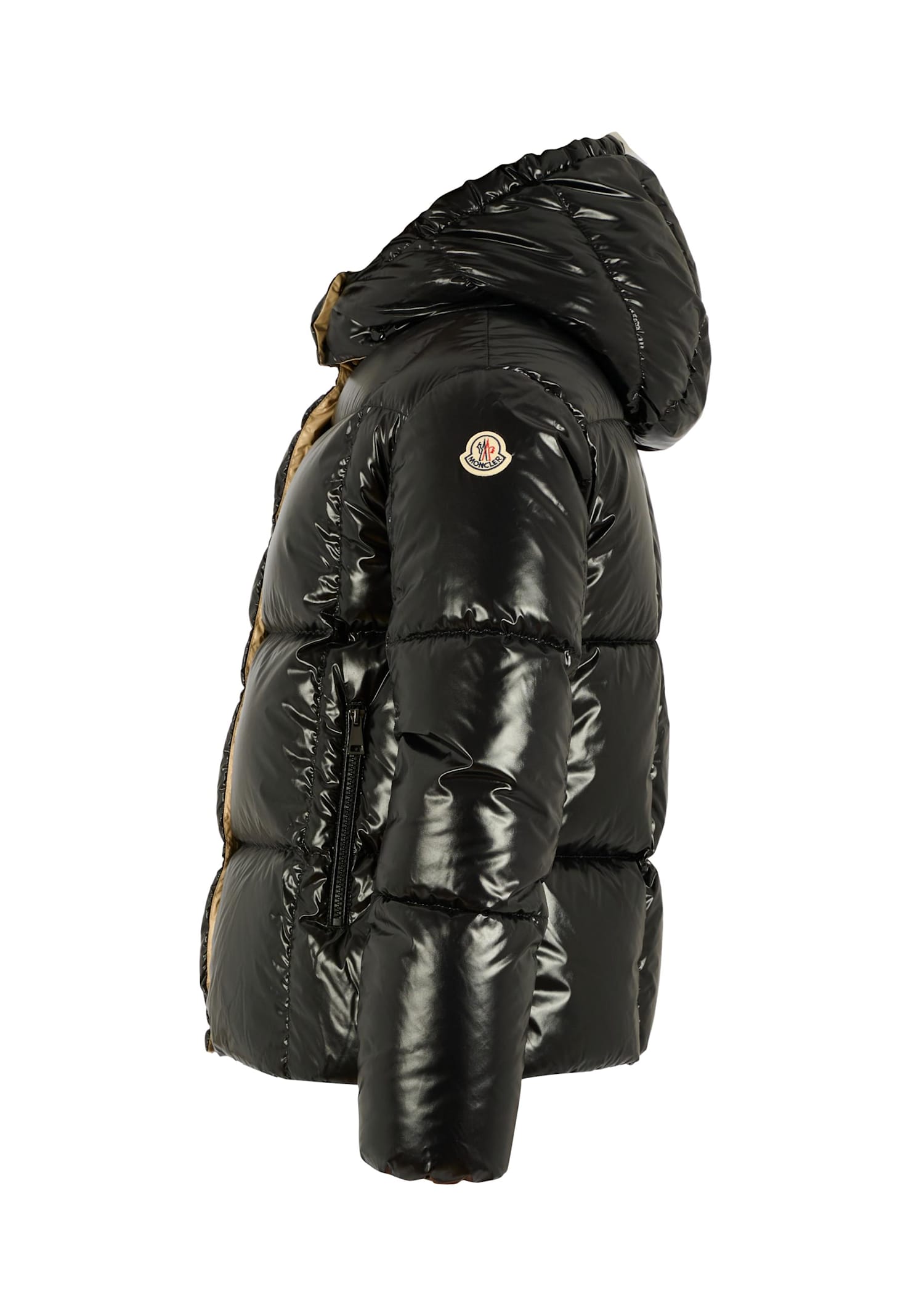 Moncler Black Parana Down Jacket For Girl With Logo In Black