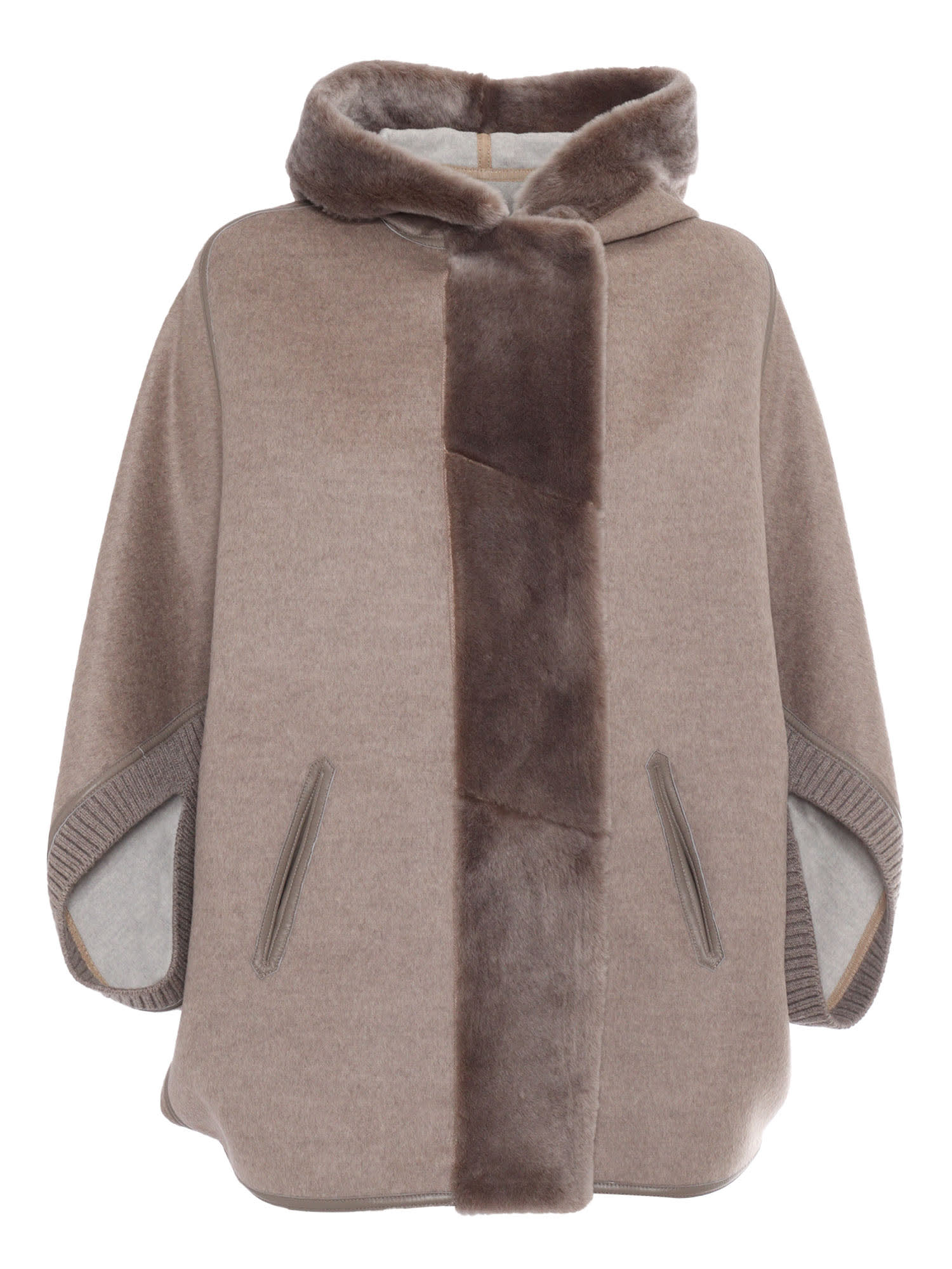 Shop Lorena Antoniazzi Sheepskin Coat In Grey