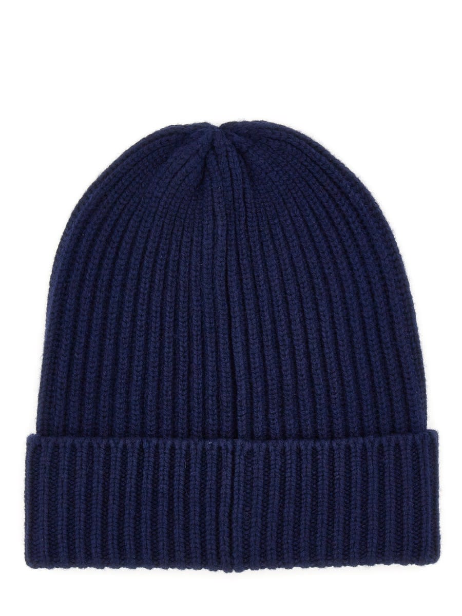 Shop Kenzo Knit Hat With Logo In Blue