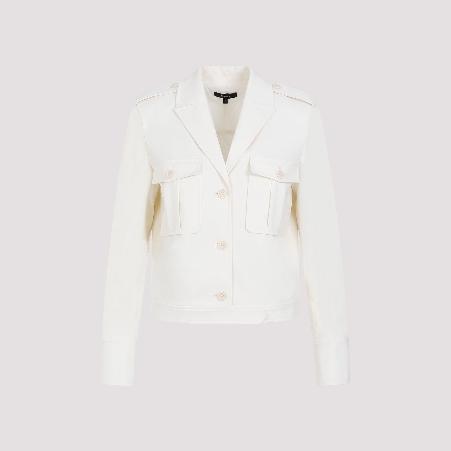 Shop Theory Wool Boxy Jacket In Ivory