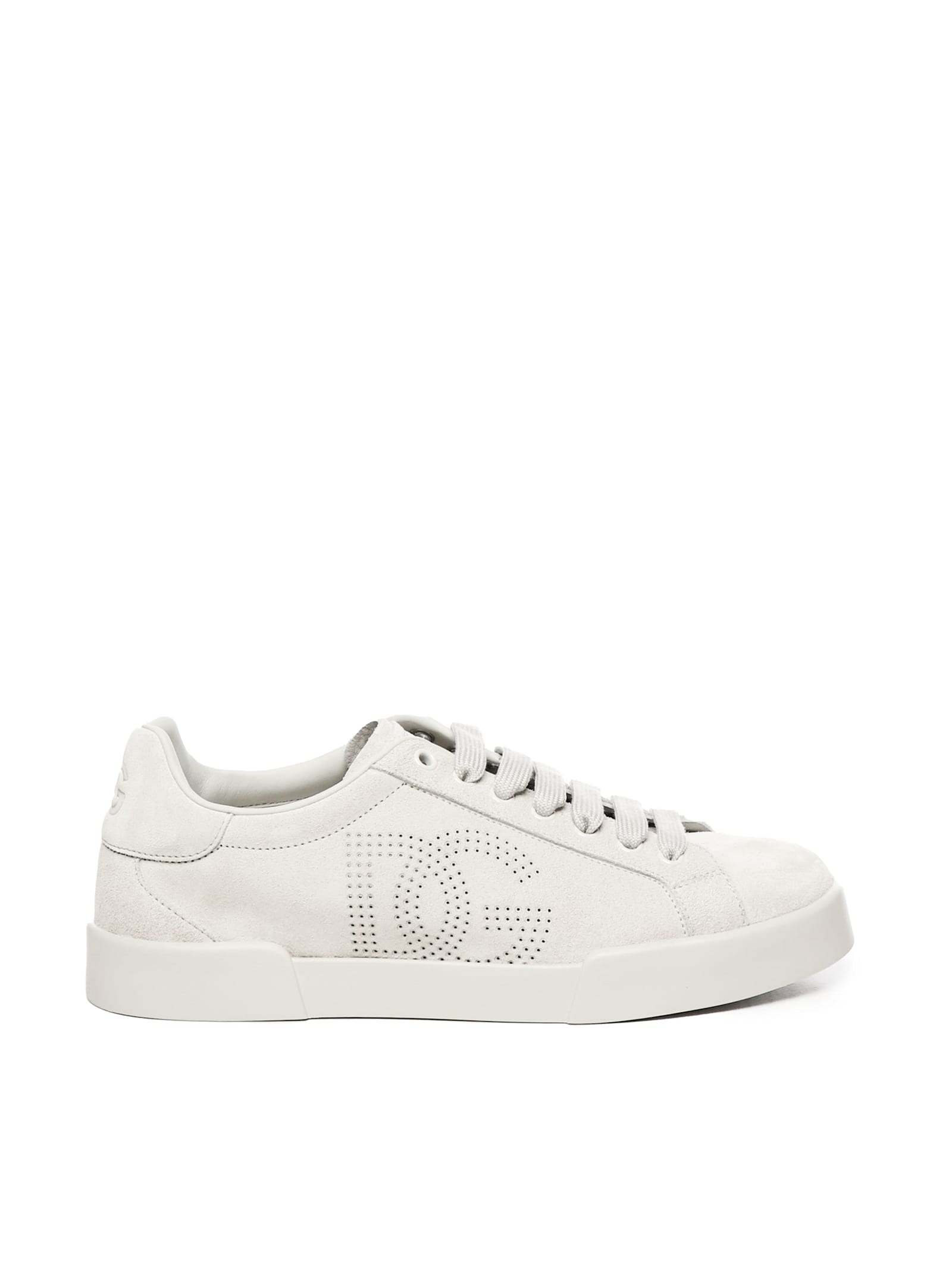 Dolce & Gabbana Portofino Calfskin Sneakers Dg Logo In White