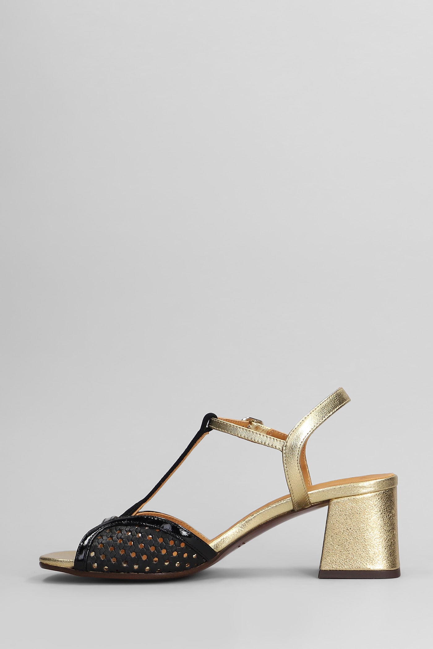 Chie Mihara Sandals In Black Leather And Fabric In Black