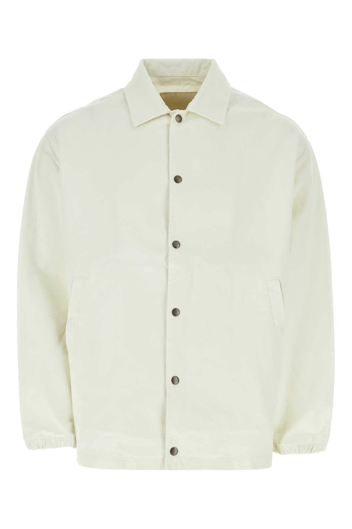 Shop Emporio Armani White Denim Jacket