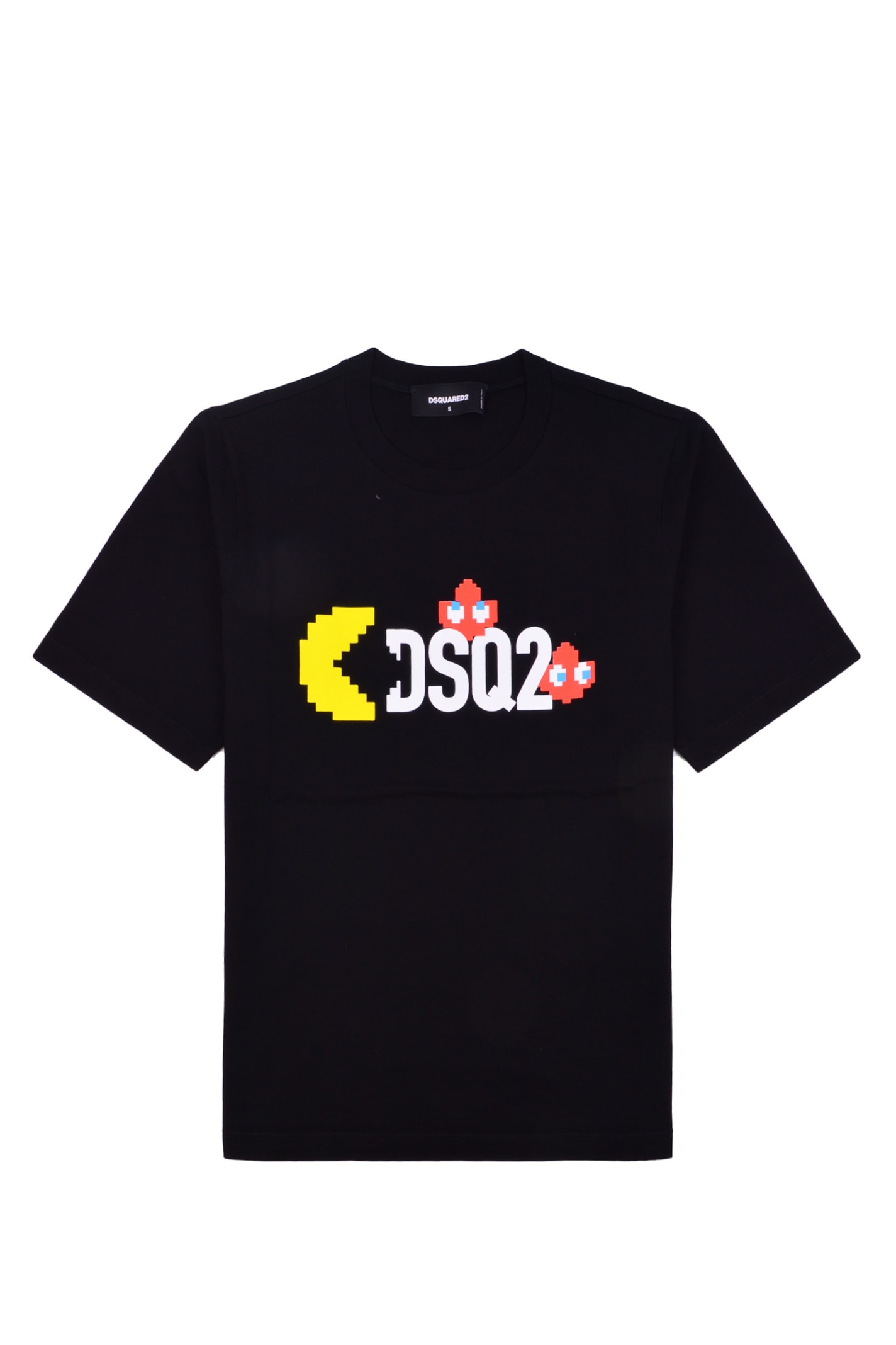 DSQUARED2 T-SHIRT WITH LETTERING AND PAC-MAN PRINT
